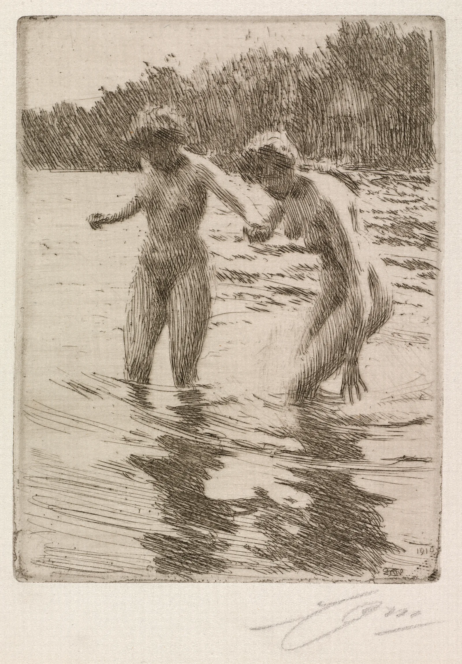 Two Bathers 3 Wall Art by Anders Zorn - Canvas Print