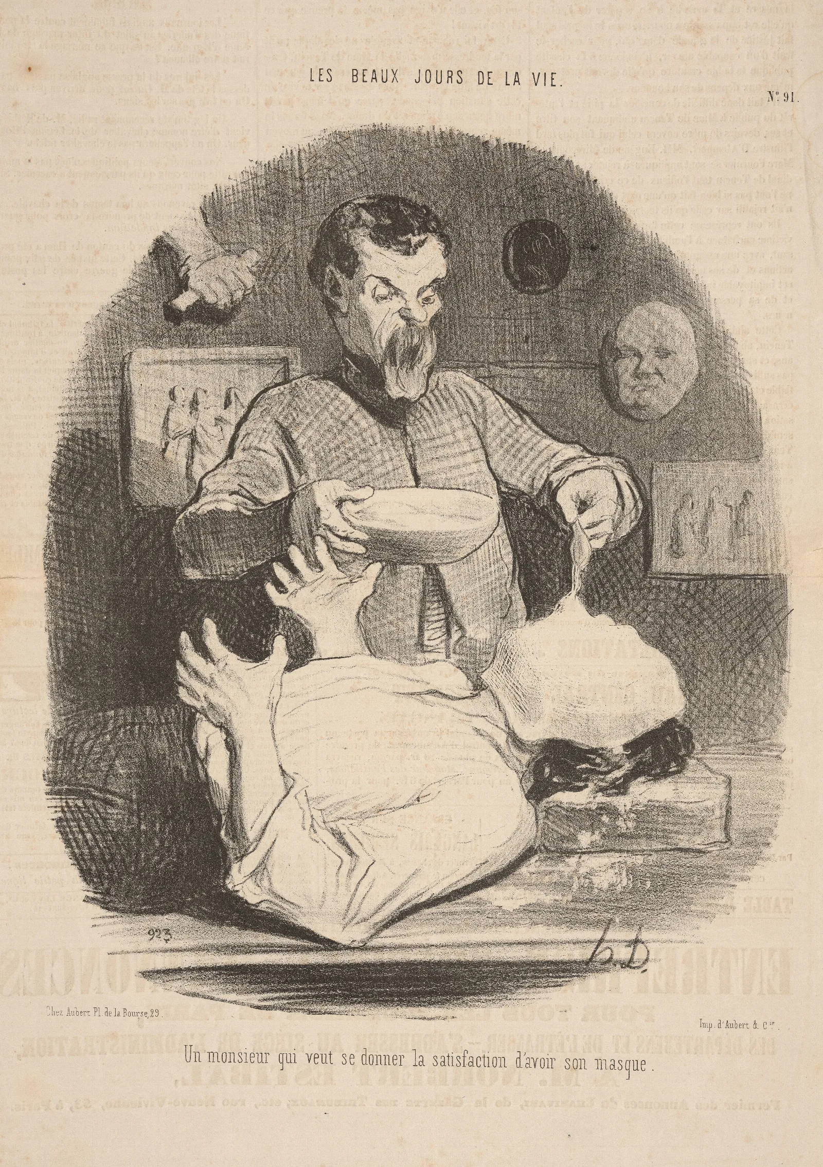 A Man Who Wants To Give Himself The Satisfaction Of Having His Mask Wall Art by Honoré Daumier - Canvas Print