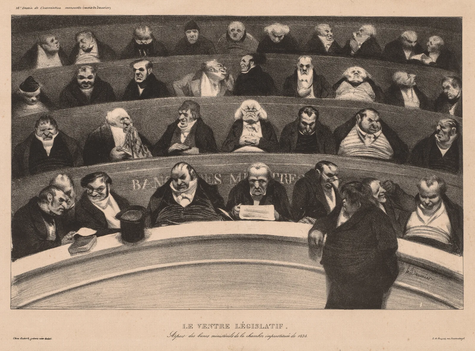 The Legislative Belly Wall Art by Honoré Daumier - Canvas Print