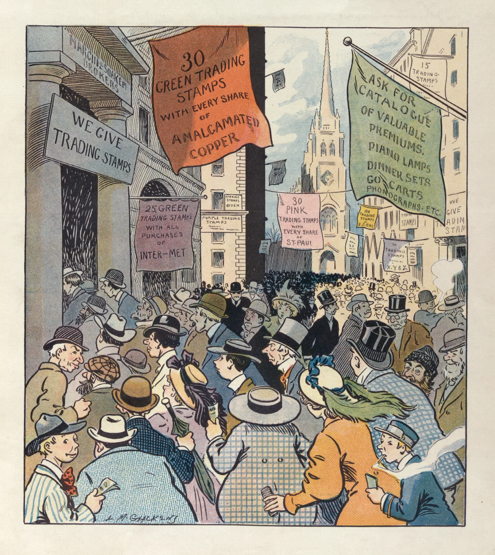 It Might Help Some If Wall Street Gave Trading Stamps Wall Art by Louis Glackens - Canvas Print