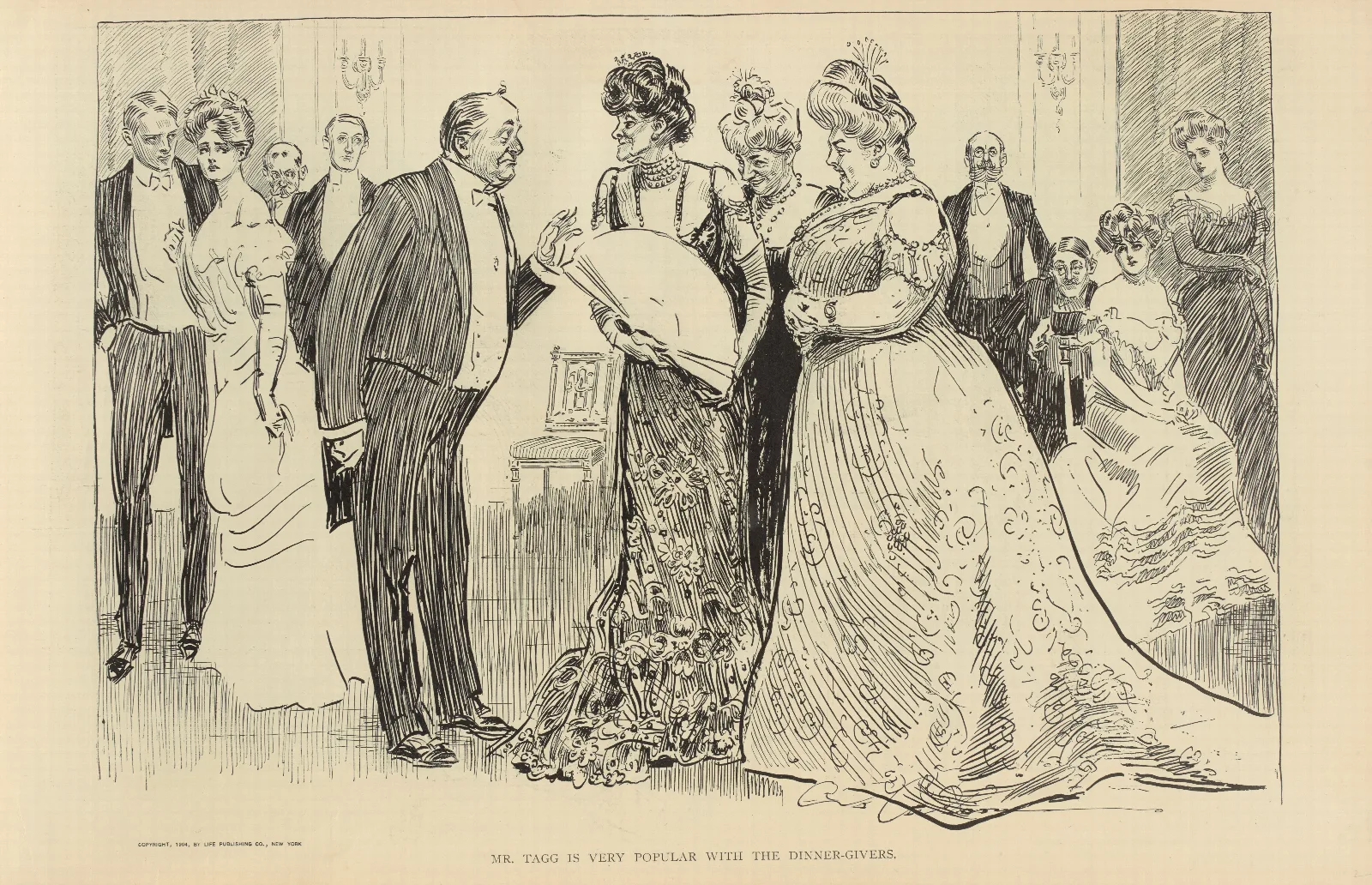 Mr Tagg Is Very Popular With The Dinner Givers Wall Art by Charles Dana Gibson - Canvas Print
