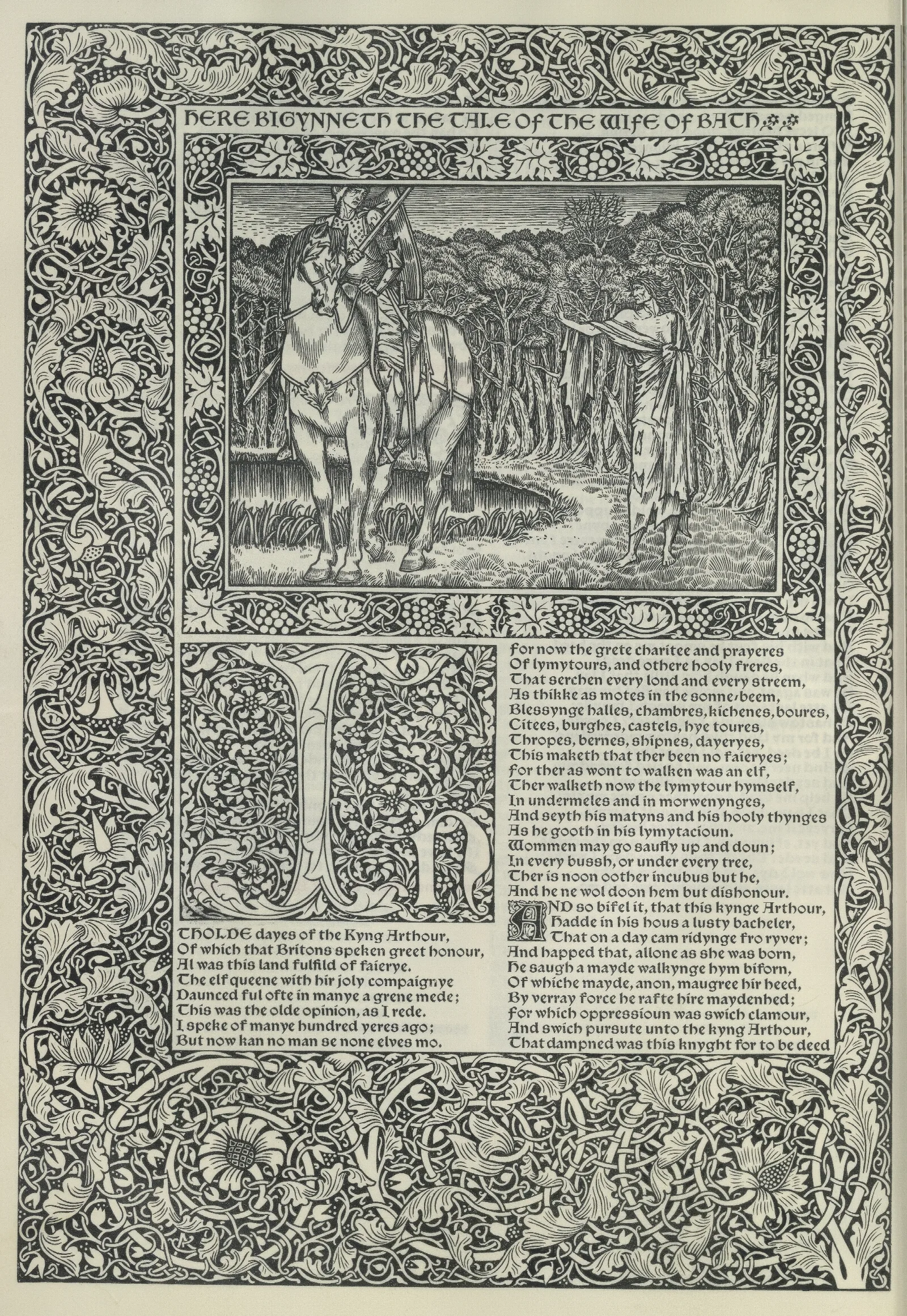 The Works Of Geoffrey Chaucer Pl 12 Wall Art by Sir Edward Coley Burne-Jones - Canvas Print