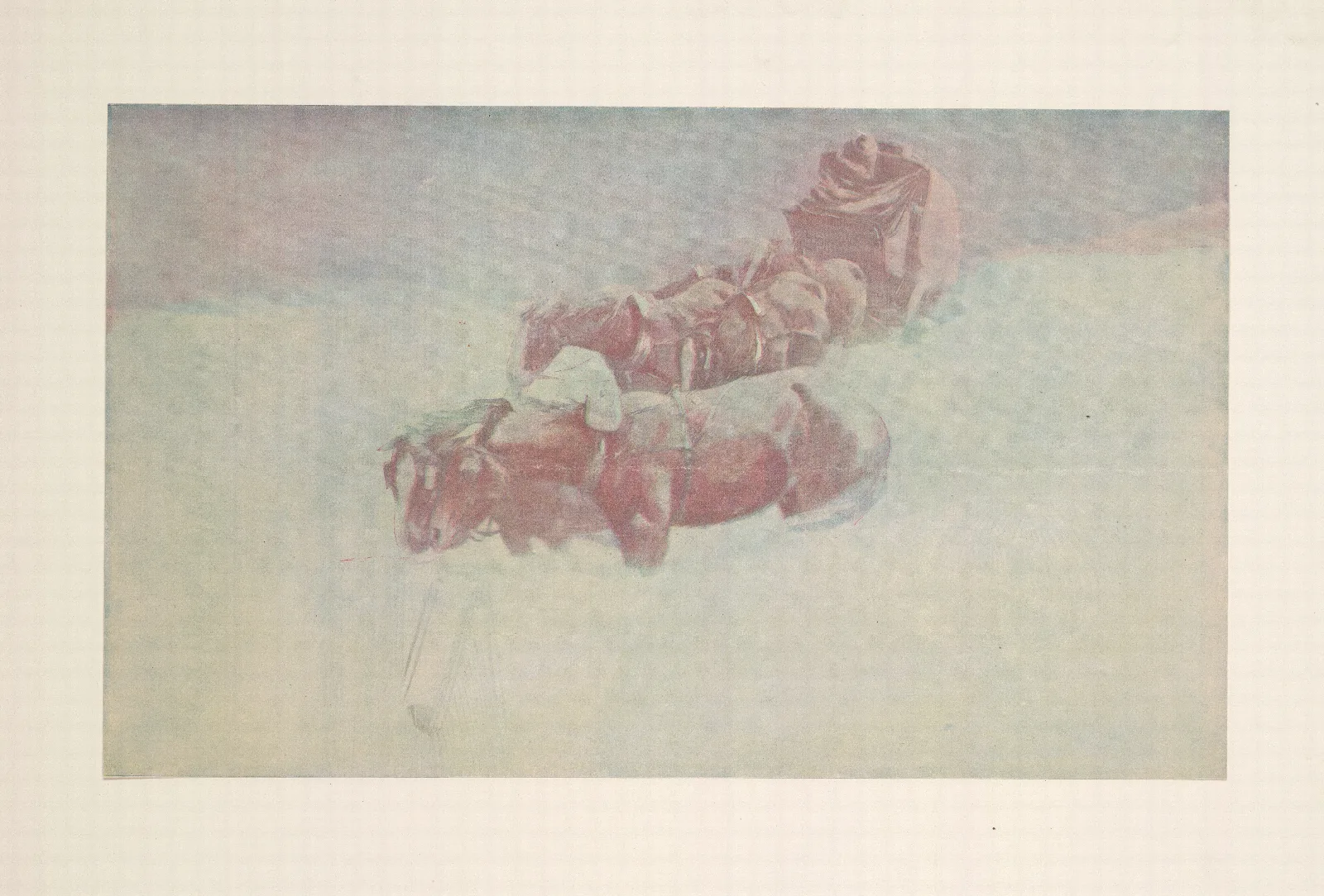 A Snow Bound Christmas On The Overland Coach Wall Art by Frederic Remington - Canvas Print