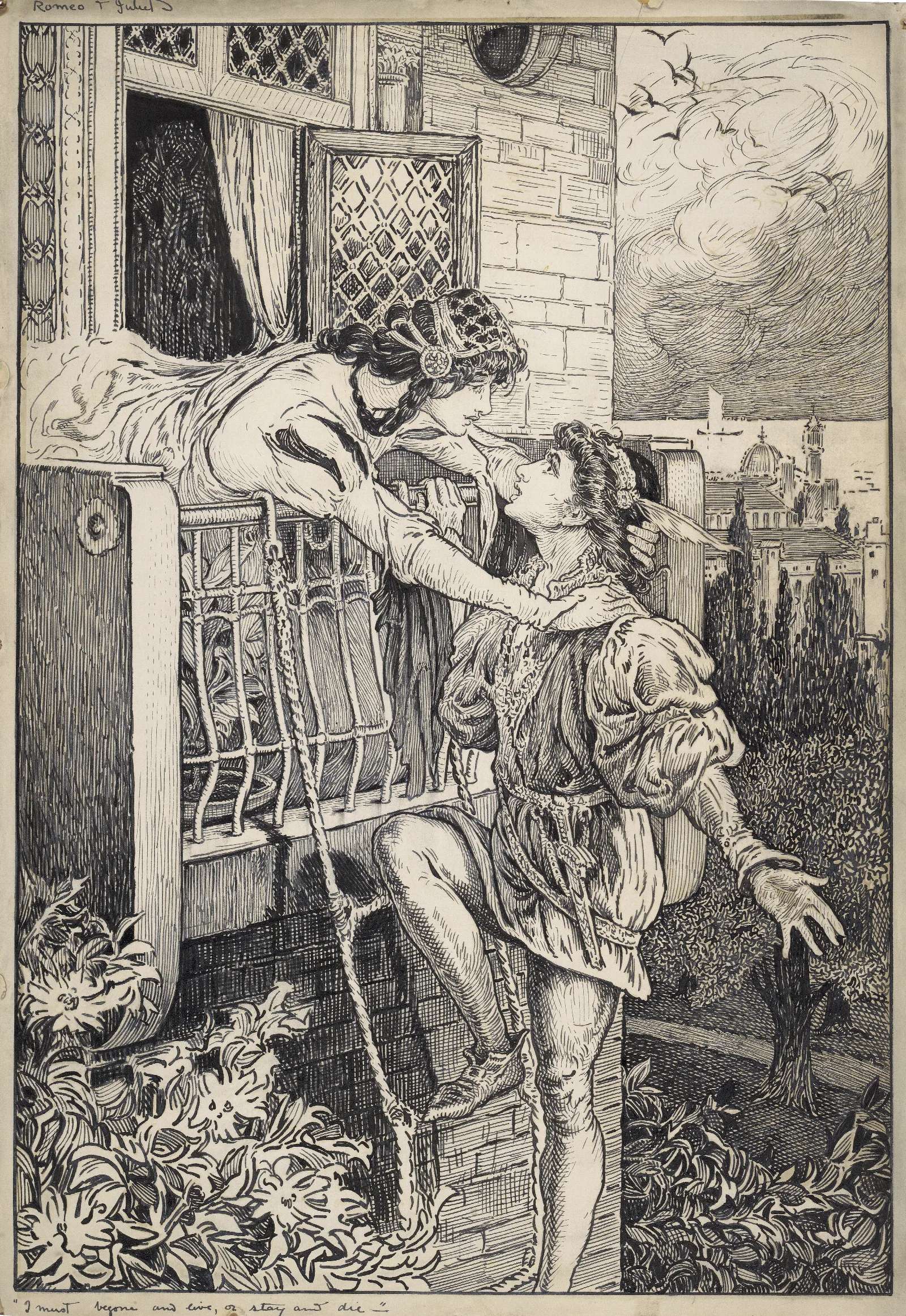 Romeo Juliet I Must Begone And Live Or Stay And Die Wall Art by Louis Rhead - Canvas Print
