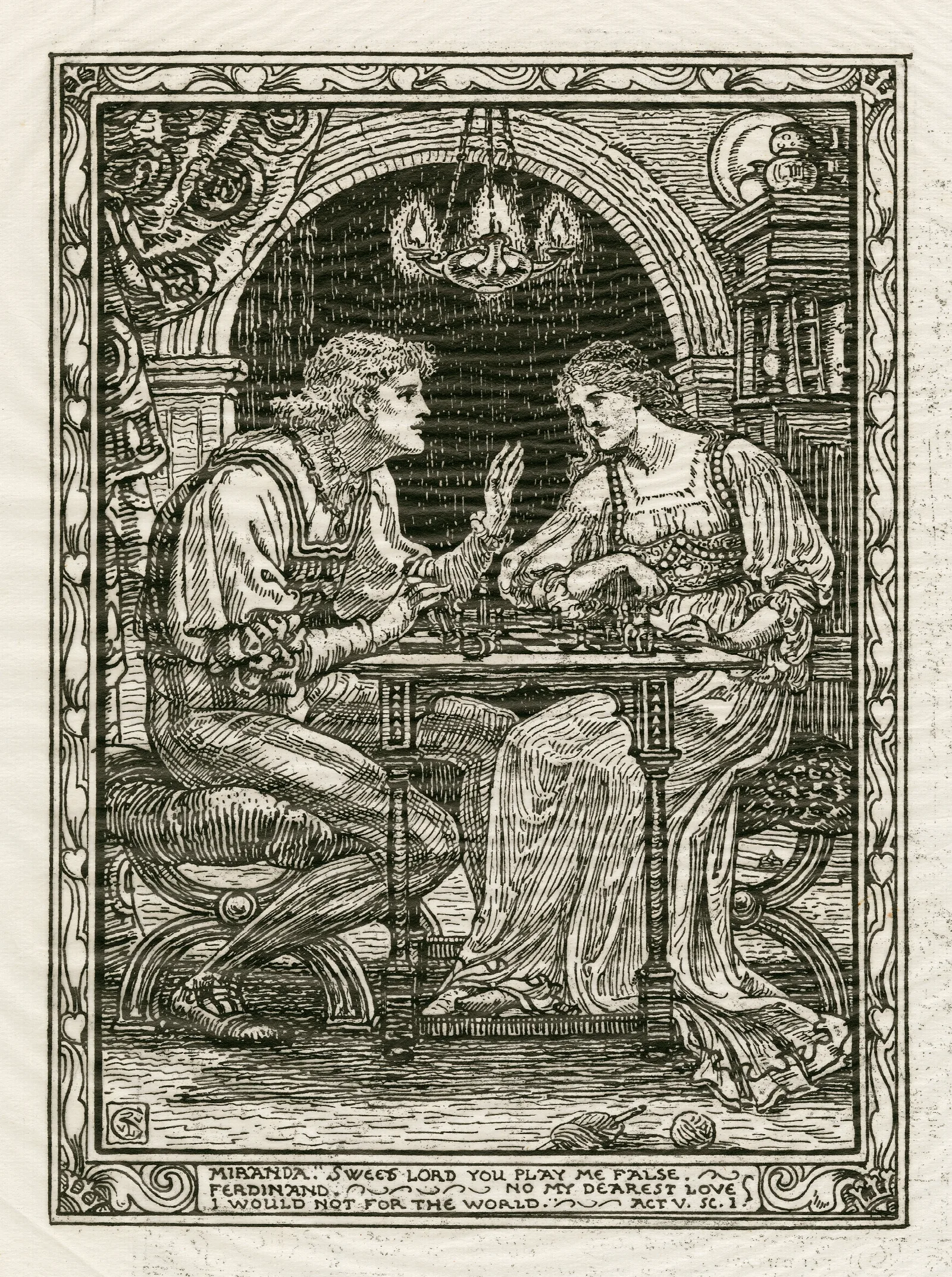 Miranda Sweet Lord You Play Me False Ferdinand No My Dearest Love I Would Not For The World The Tempest Act V Sc 1 Wall Art by Walter Crane - Canvas Print