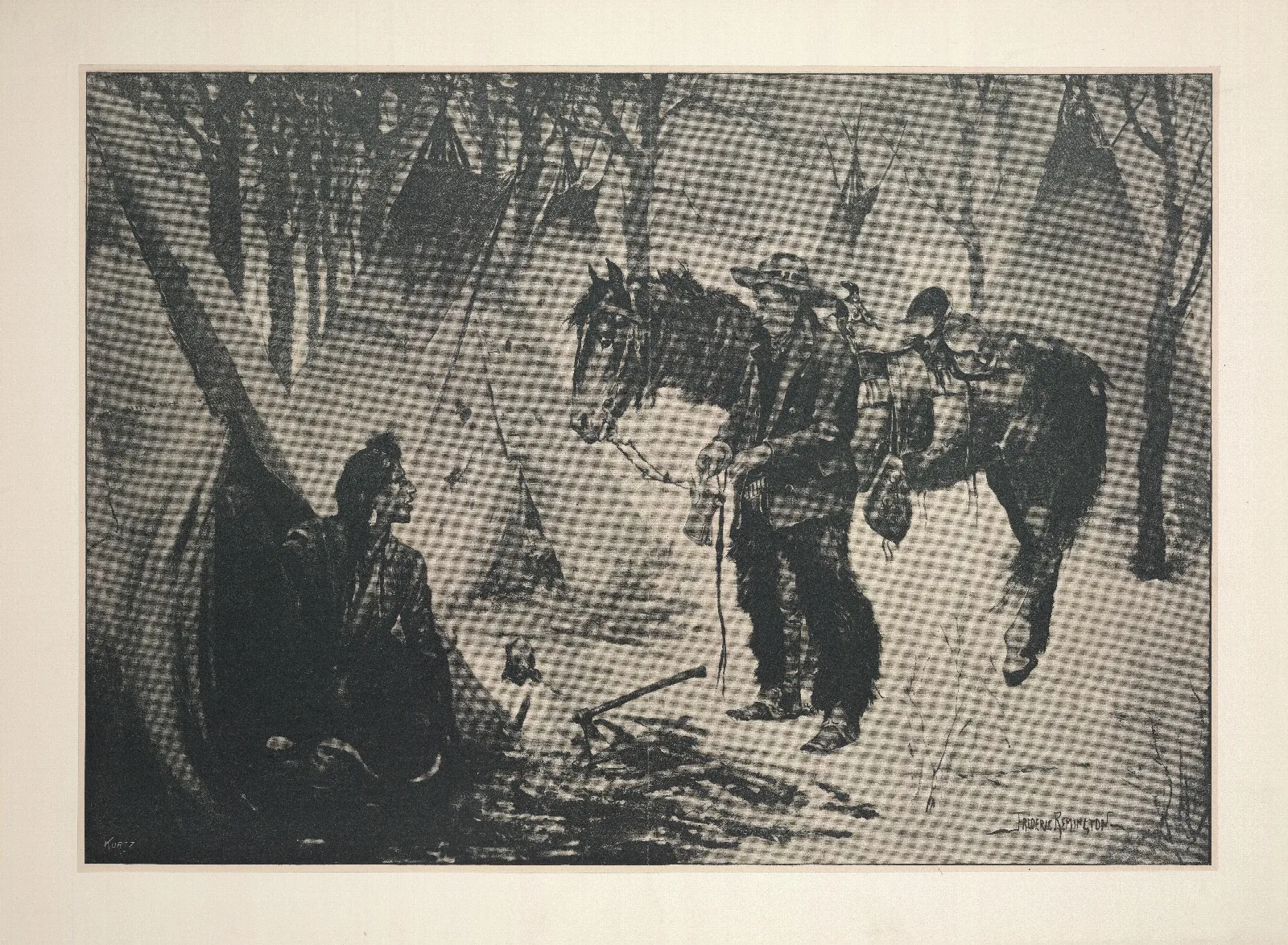 On The Cattle Range Whats The Show For A Christmas Dinner Chief Wall Art by Frederic Remington - Canvas Print