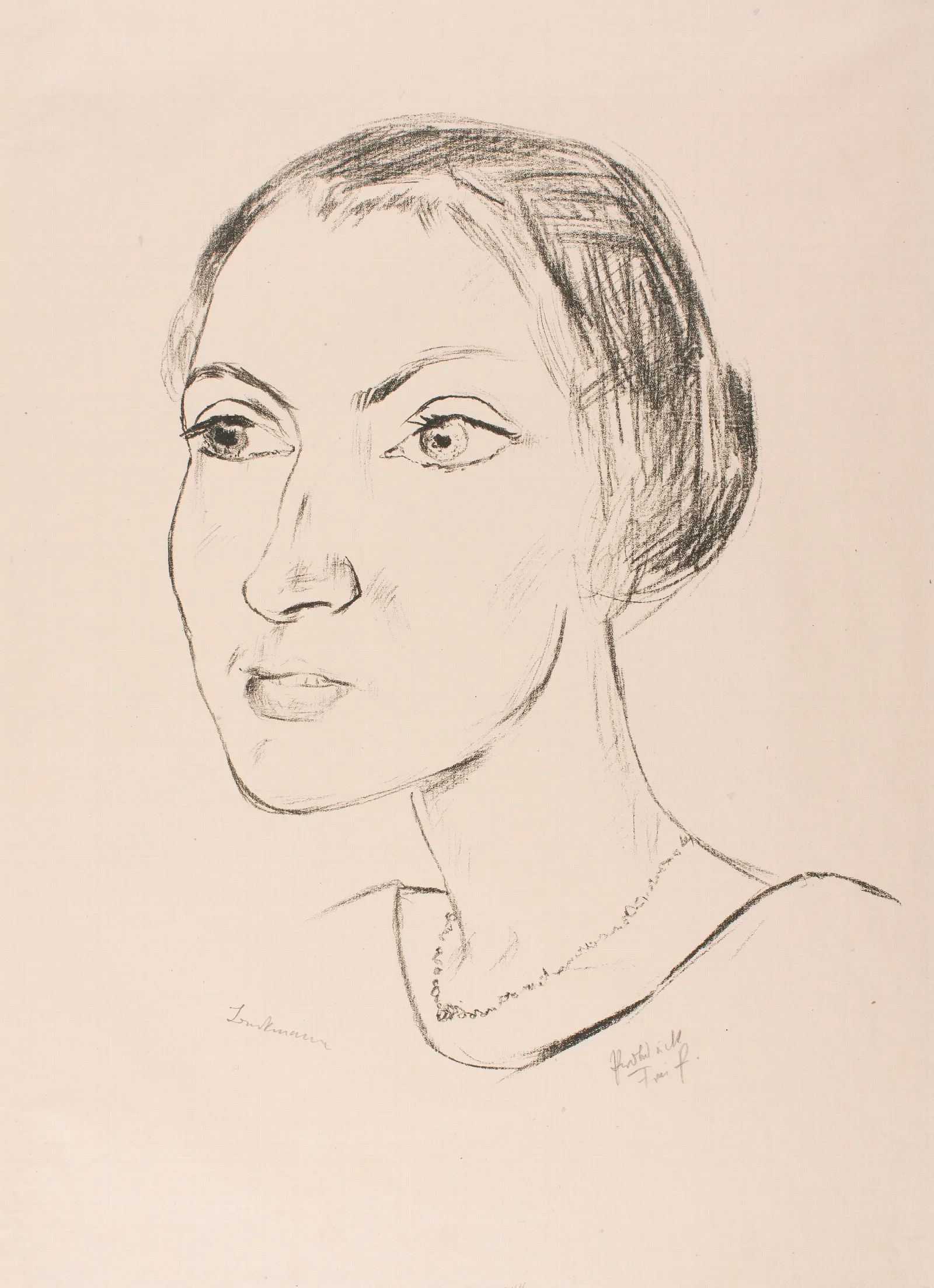 Woman With Necklace Frau Parcus Wall Art by Max Beckmann - Canvas Print