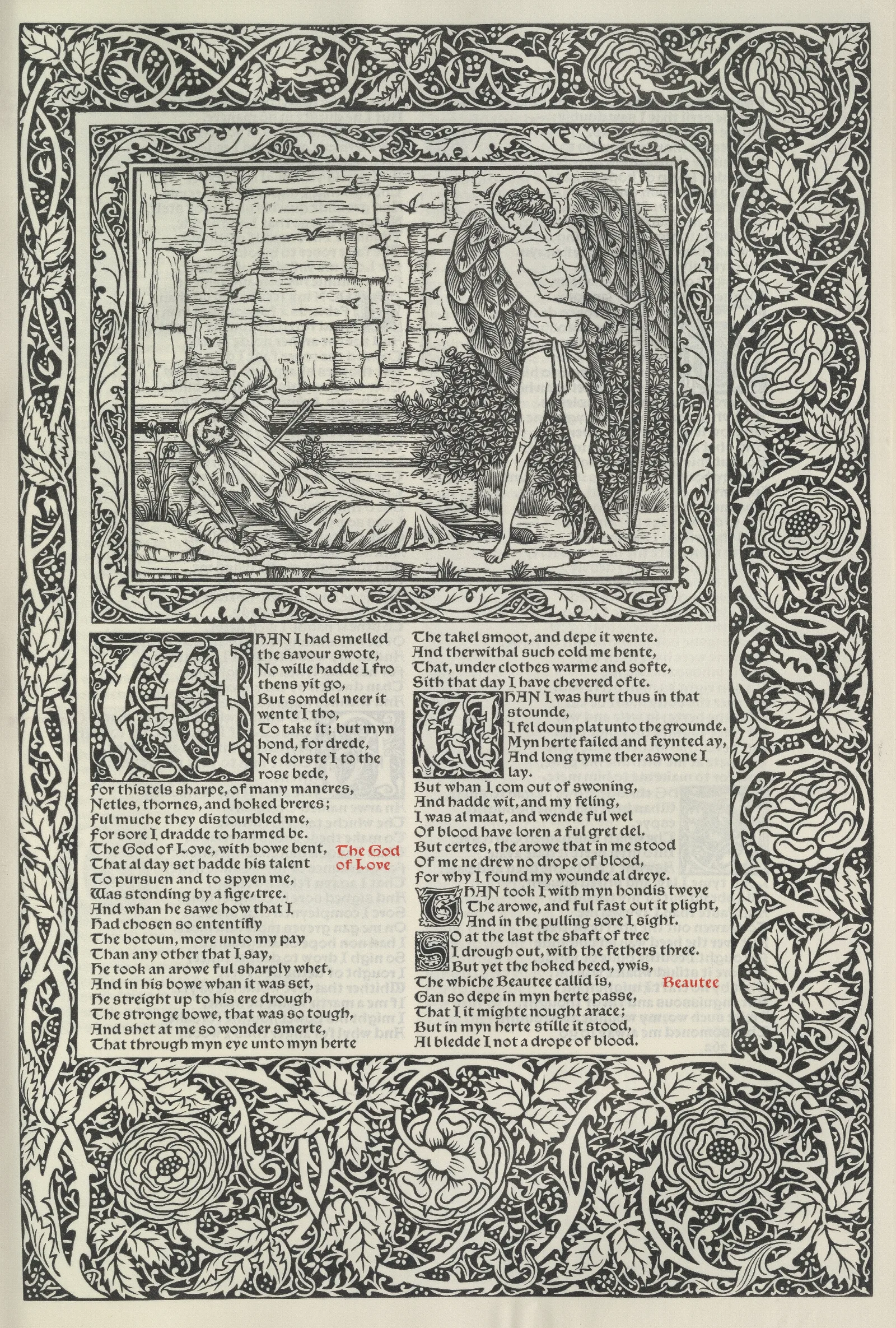 The Works Of Geoffrey Chaucer Pl 43 Wall Art by Sir Edward Coley Burne-Jones - Canvas Print