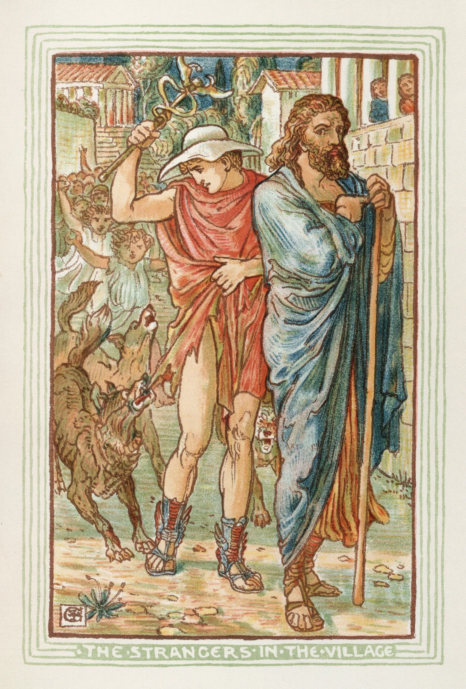 The Strangers In The Village Wall Art by Walter Crane - Canvas Print