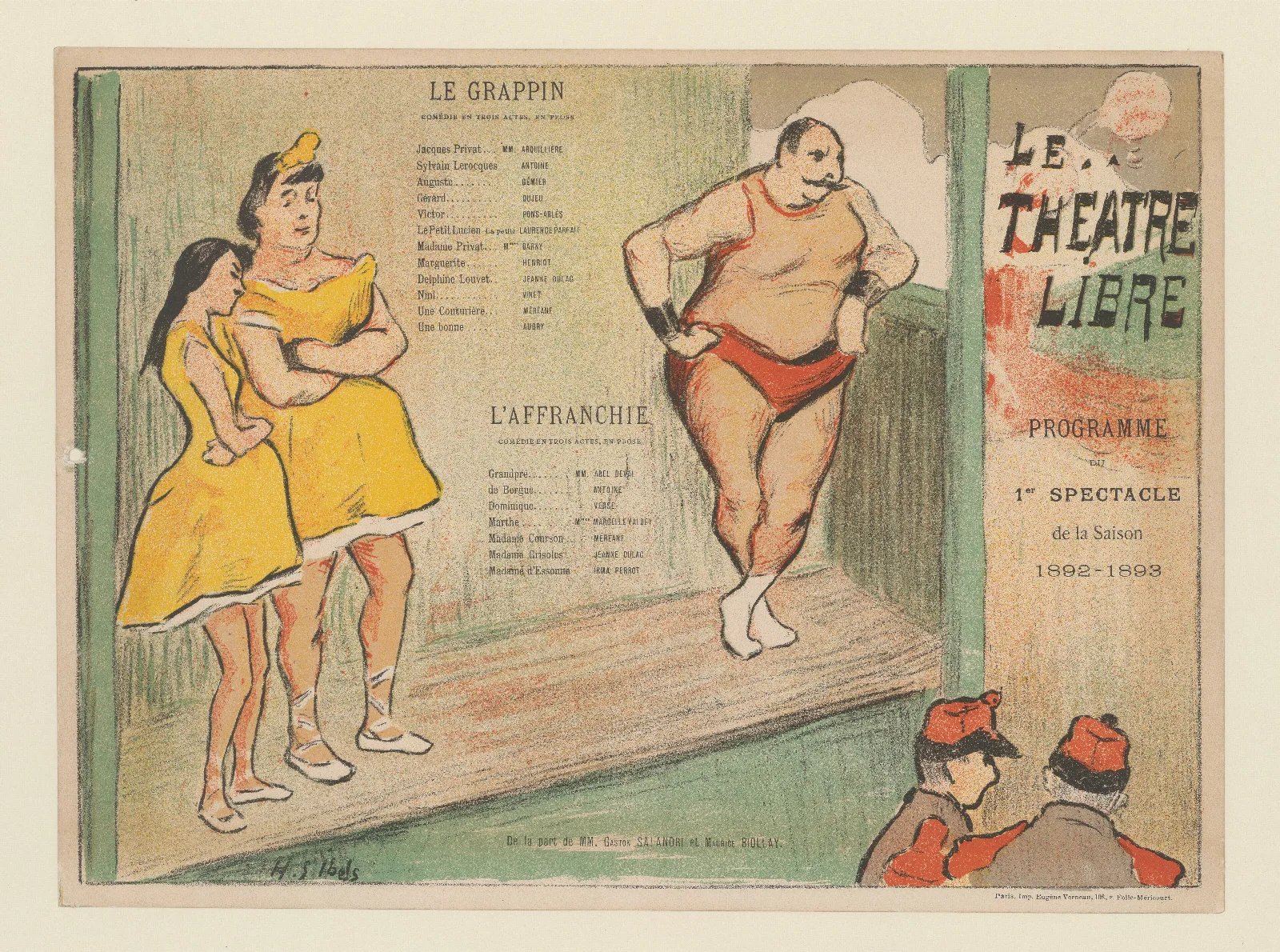 Le Theatre Libre Programme Du 1er Spectacle De La Saison 1892 1893 Wall Art by Henri-Gabriel Ibels - Canvas Print