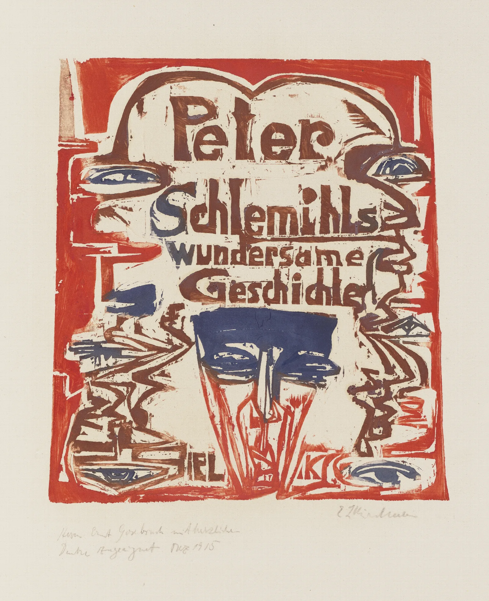 Title Page Of The Woodcut Series Schlemihl Wall Art by Ernst Ludwig Kirchner - Canvas Print