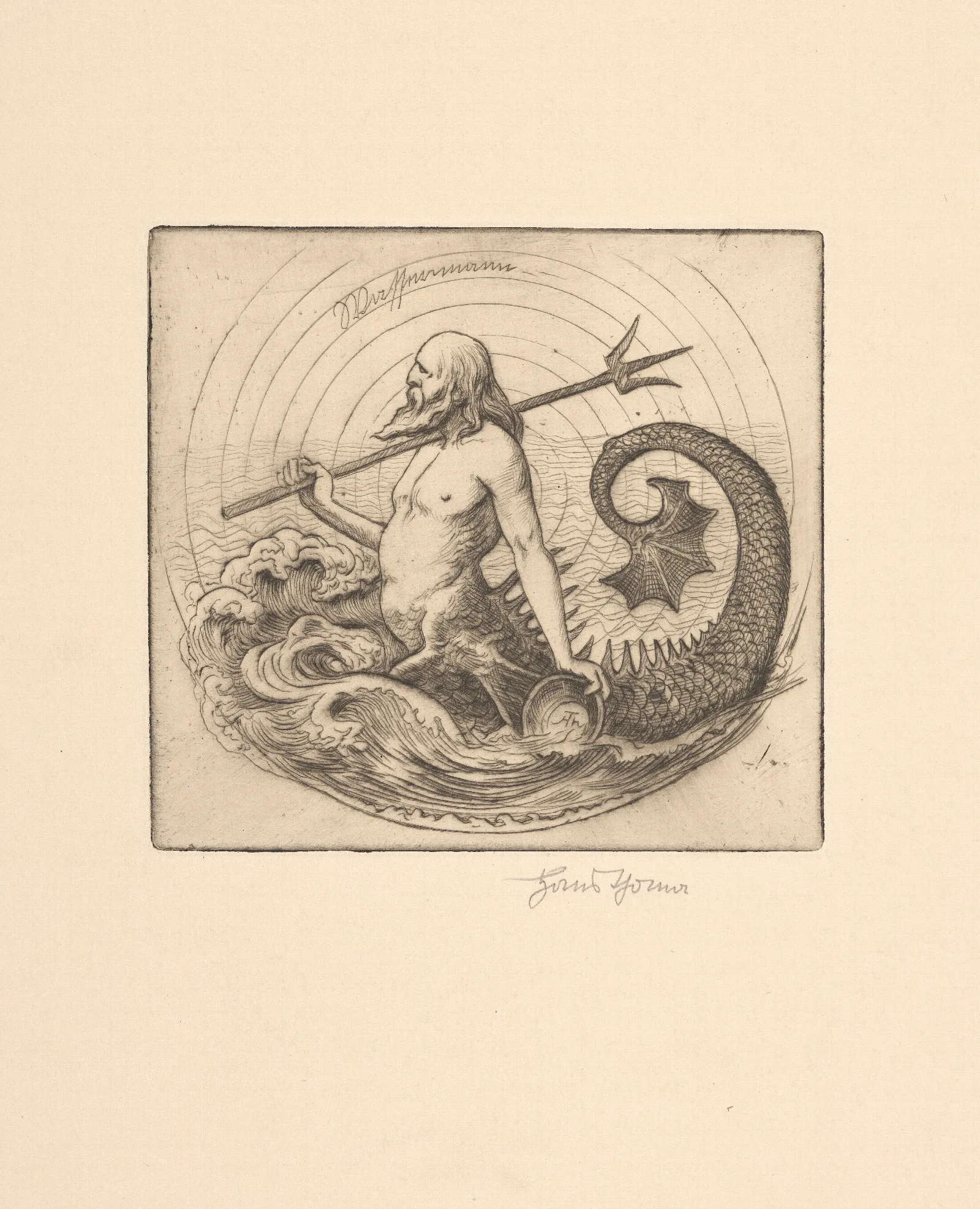 Meergott Sea God Wall Art by Hans Thoma - Canvas Print