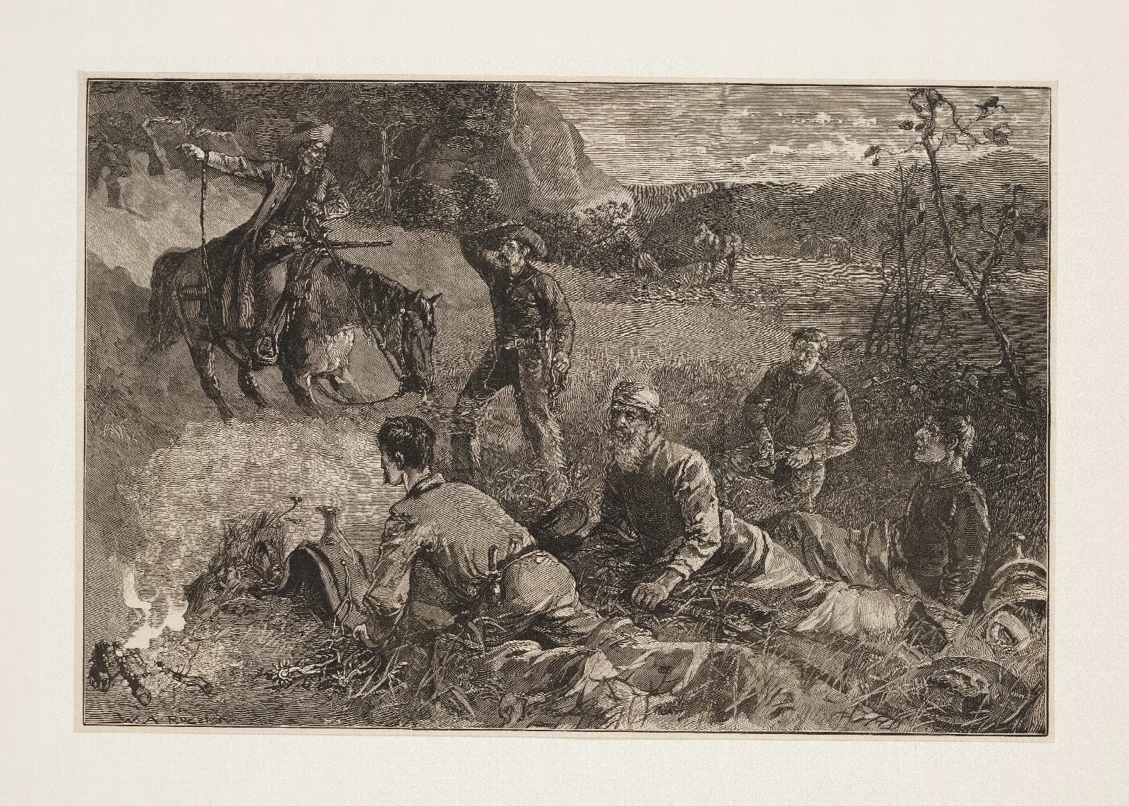 Cow Boys Of Arizona Roused By A Scout Wall Art by Frederic Remington - Canvas Print