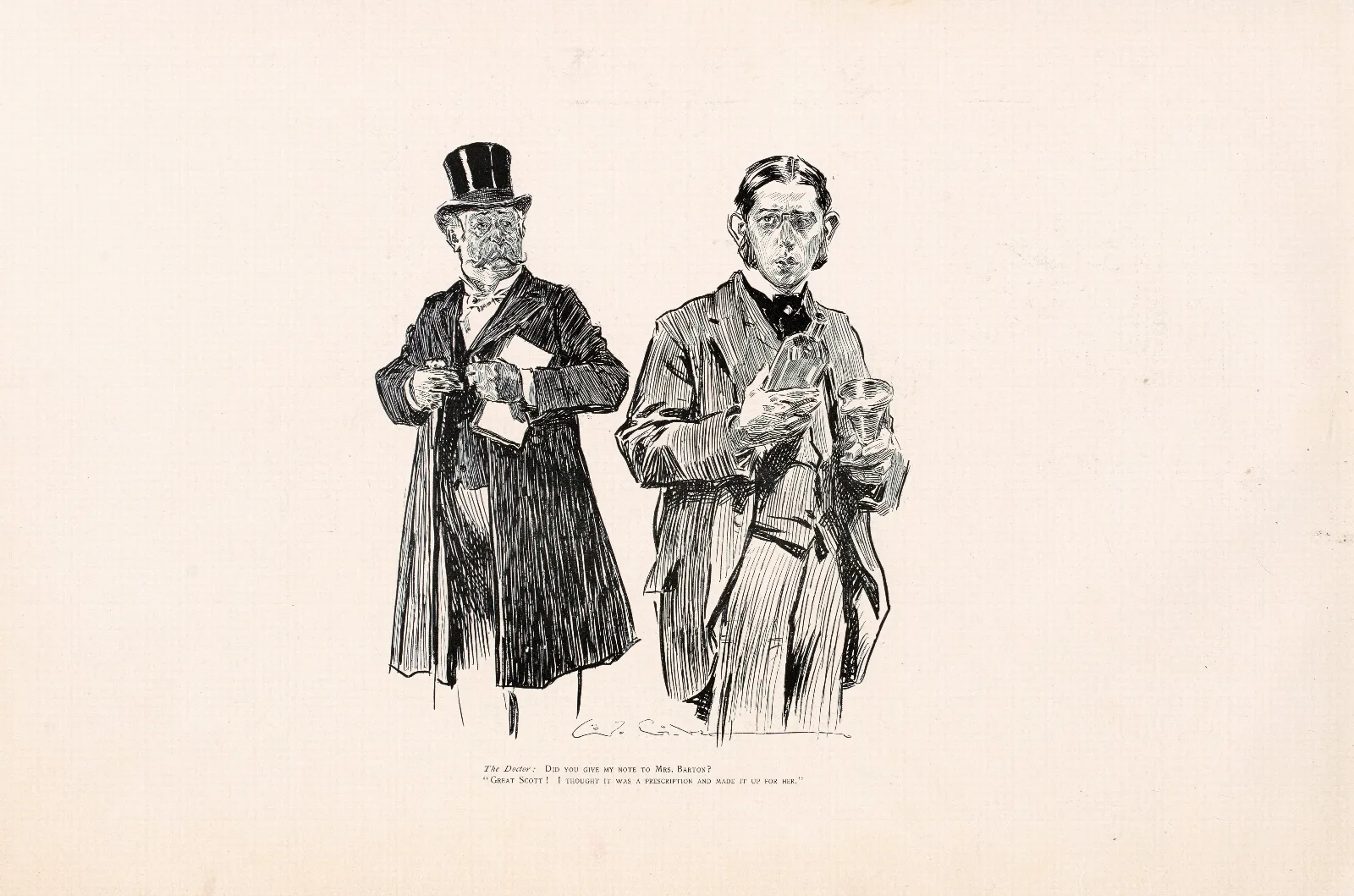 The Doctor Did You Give My Note To Mrs Barton Wall Art by Charles Dana Gibson - Canvas Print