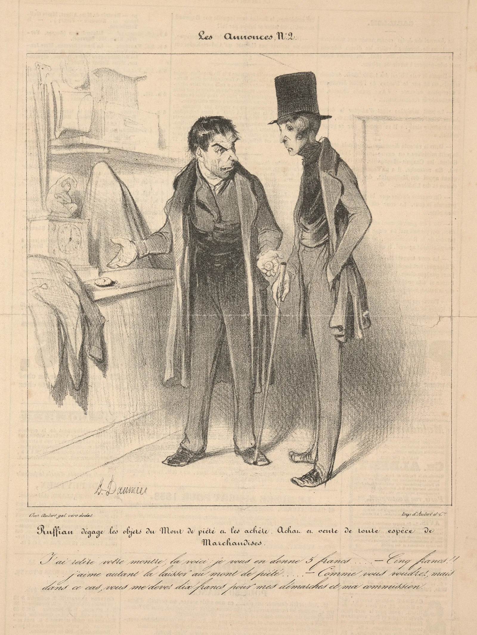 Los Annonces N 2 Wall Art by Honoré Daumier - Canvas Print