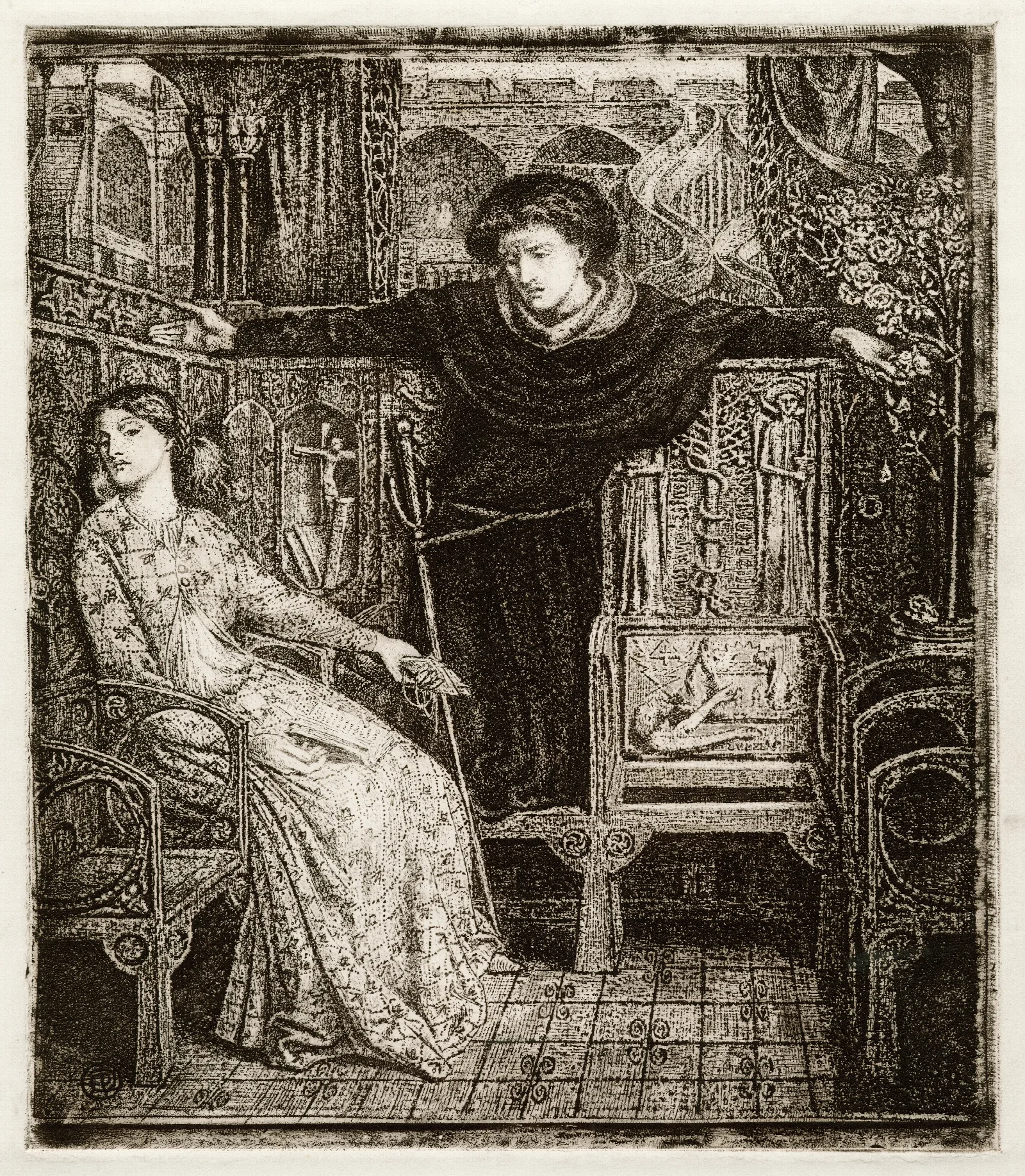 Hamlet Iii 1 Ophelia Returning The Gift To Hamlet Wall Art by Dante Gabriel Rossetti - Canvas Print