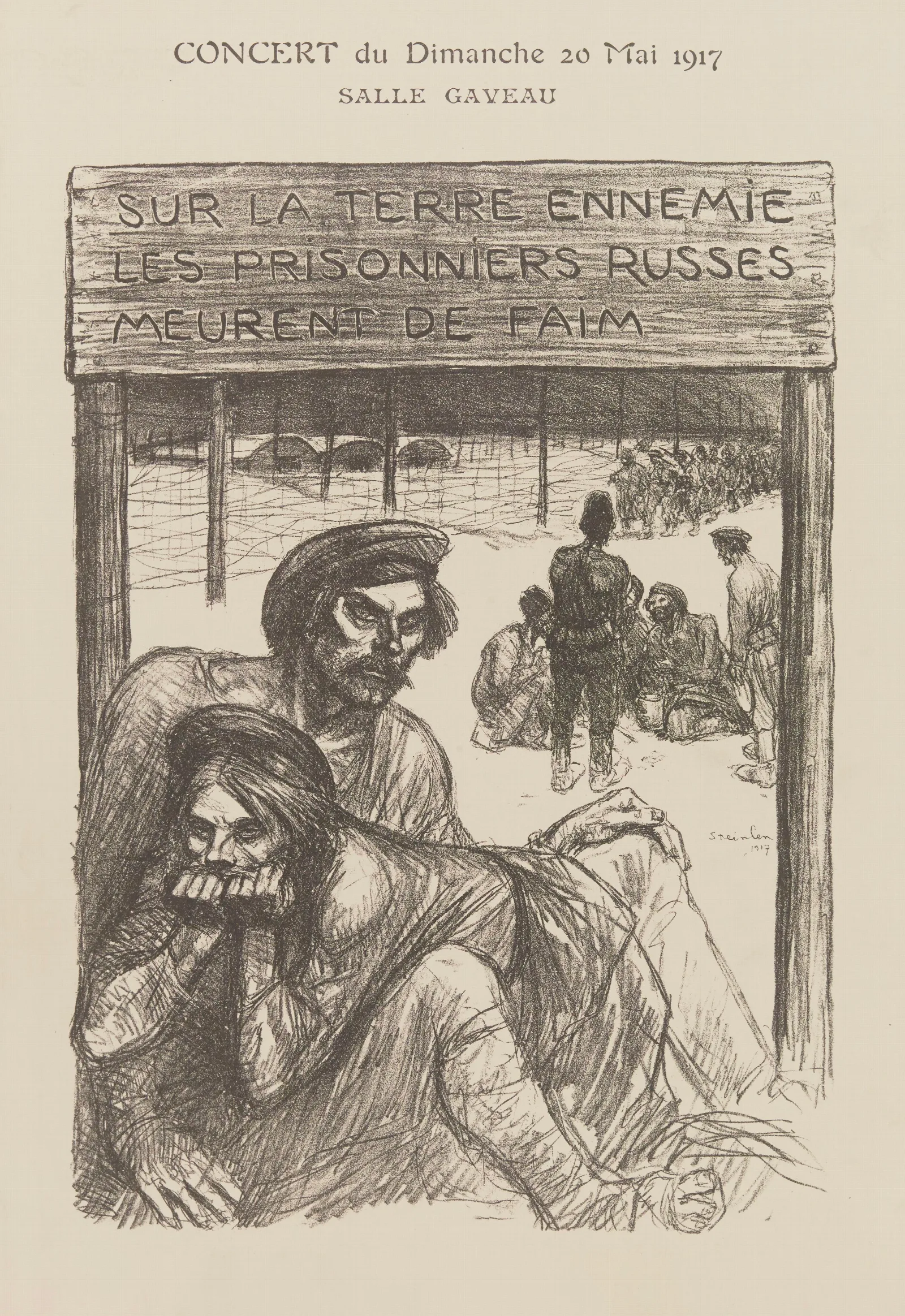 Sur La Terre Ennemie Les Prisonniers Russes Meurent De Faim Programme Wall Art by Théophile Alexandre Steinlen - Canvas Print