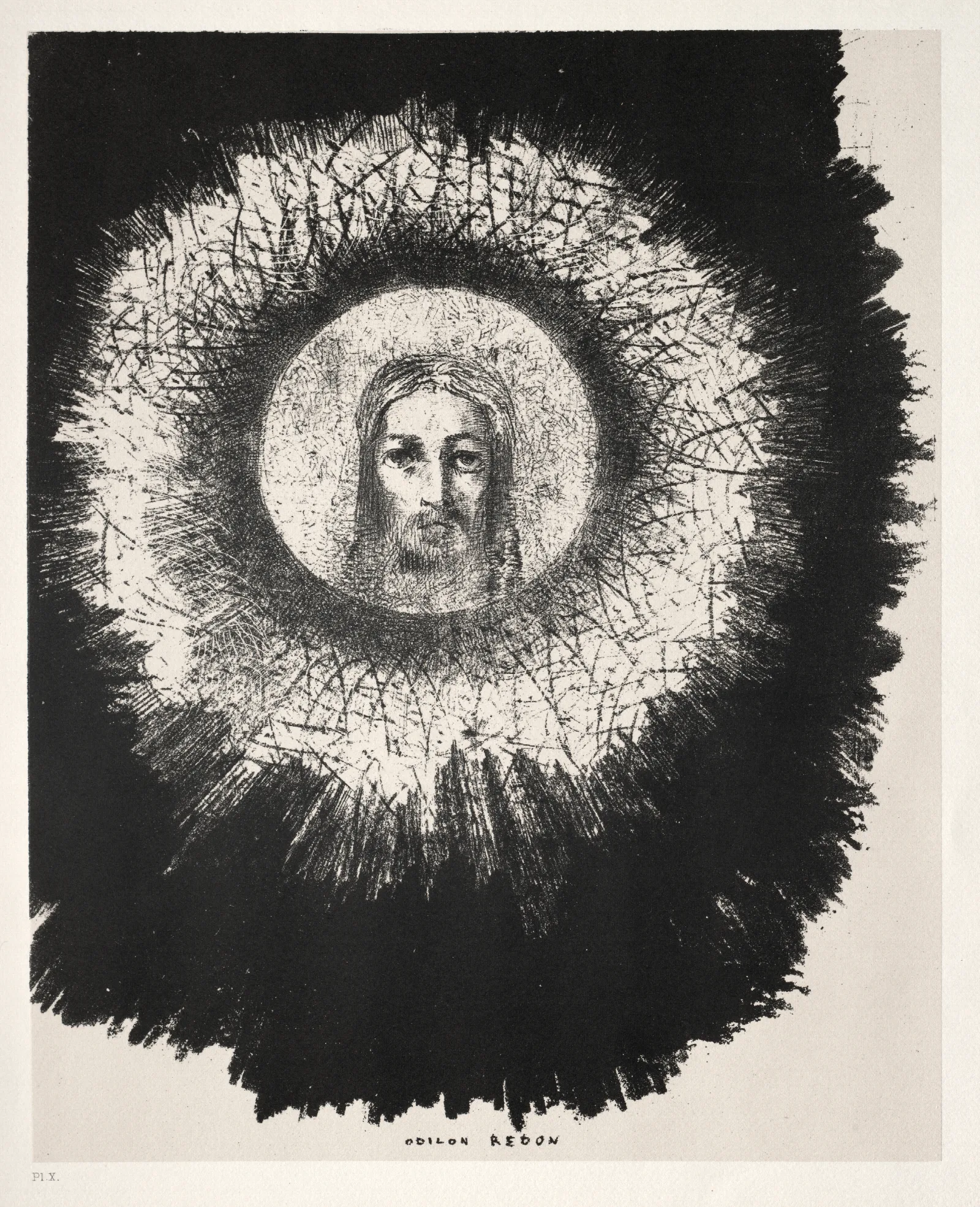 And In The Very Disk Of The Sun Shines The Face Of Jesus Christ 2 Wall Art by Odilon Redon - Canvas Print
