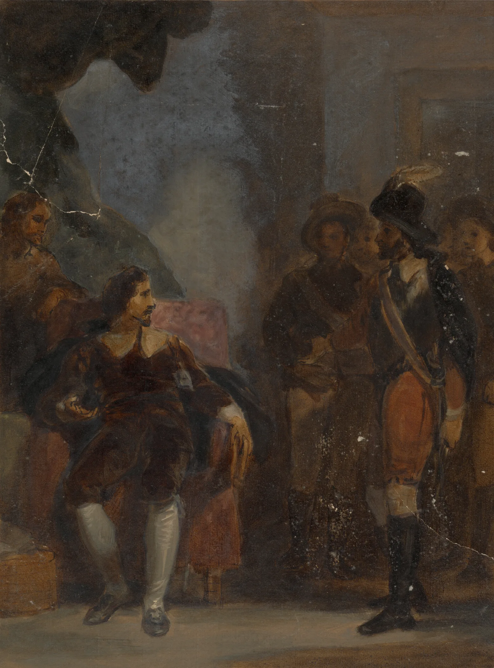 Man Seated While Speaking To A Soldier Who Is Standing Wall Art by Robert Smirke - Canvas Print