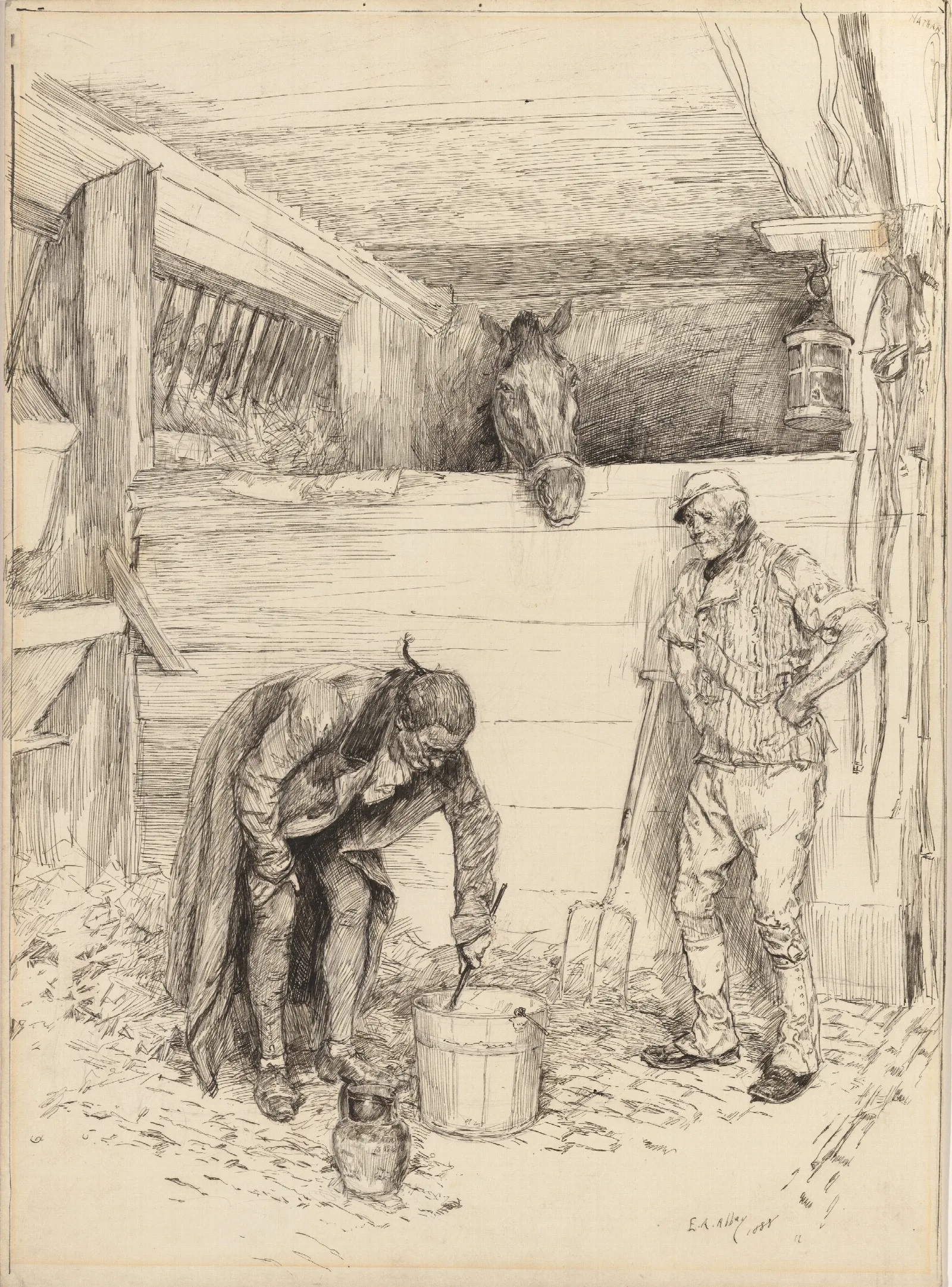 And None Knew Why He Fed Them Both With His Own Hands Wall Art by Edwin Austin Abbey - Canvas Print