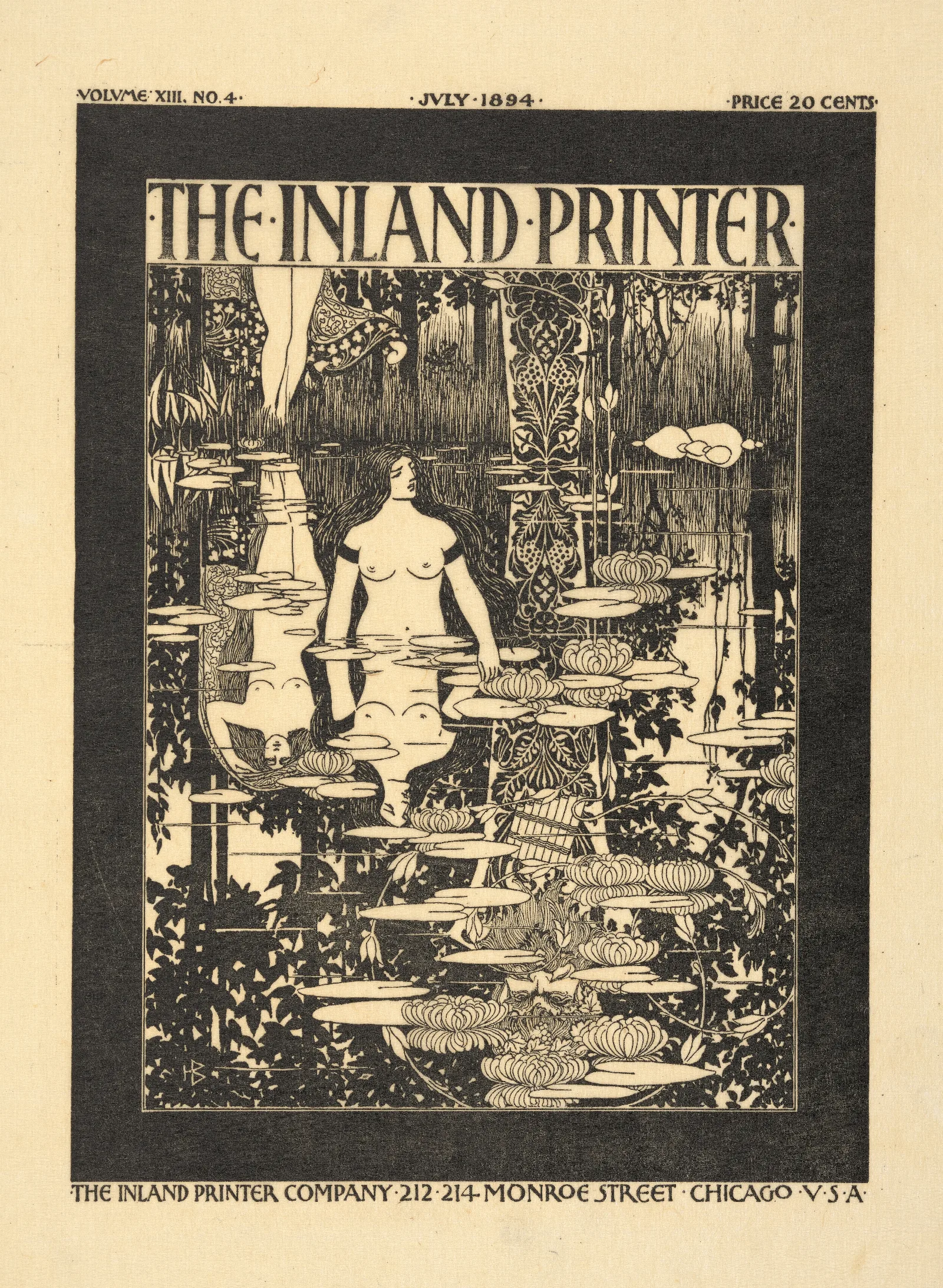The Inland Printer Cover Design July Issue Vol Xiii No 4 1894 by Will Bradley - Canvas Print