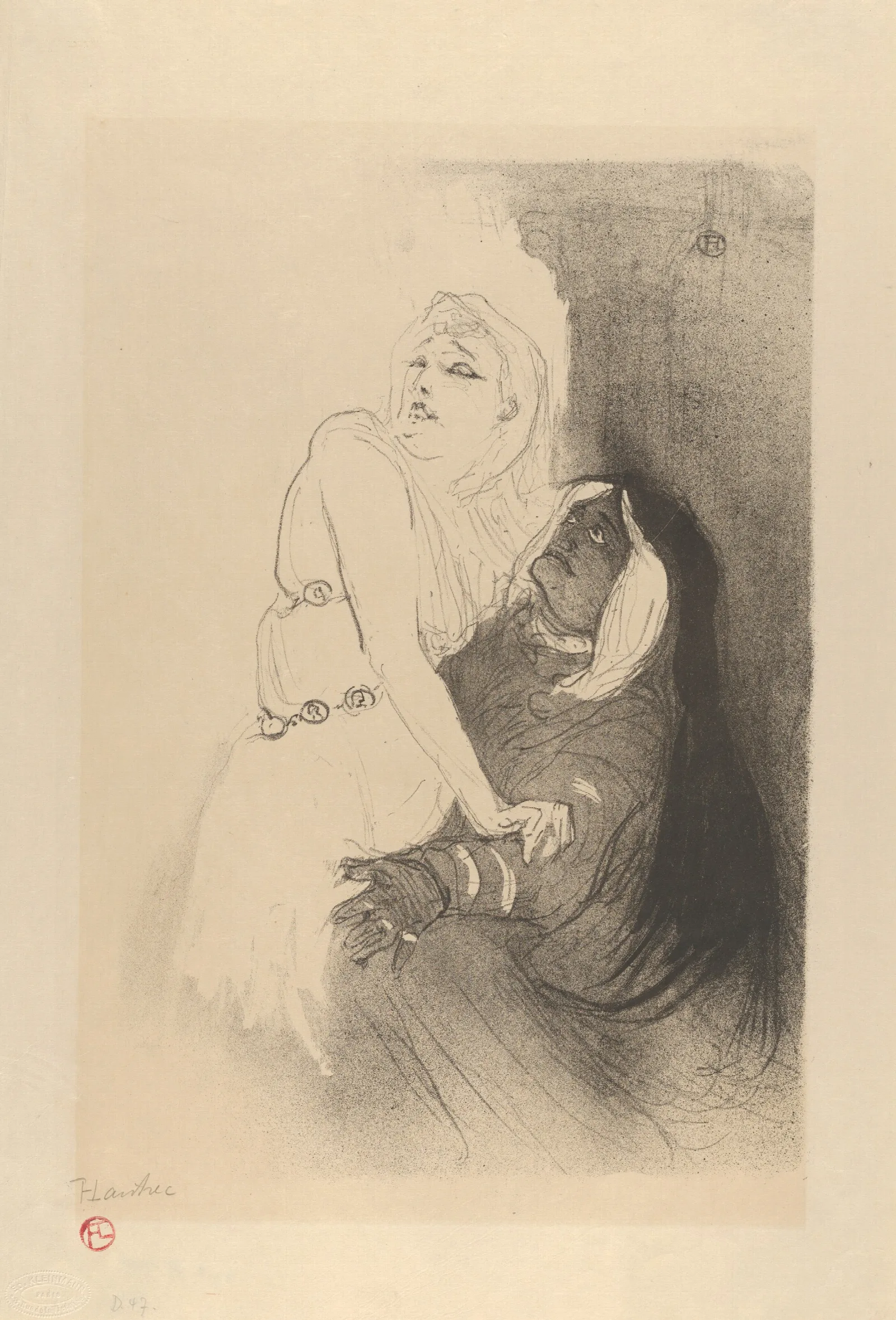 At The Theatre De La Renaissance Sarah Bernhardt In Phedre 2 Wall Art by Henri de Toulouse-Lautrec - Canvas Print