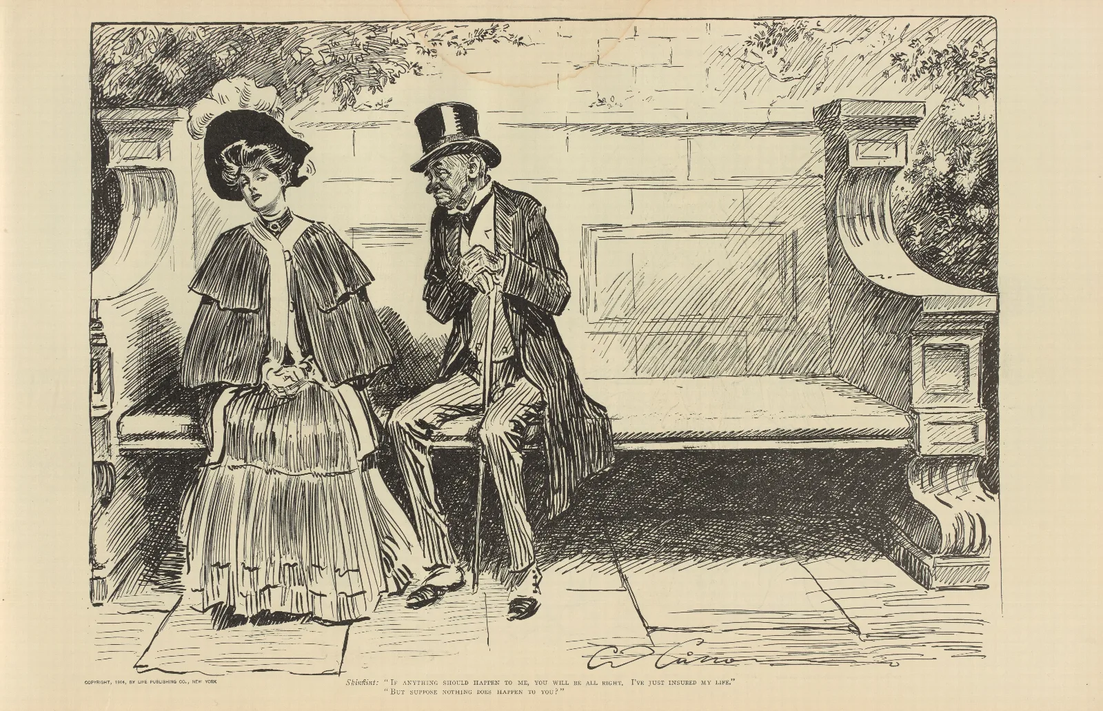 Skinflint If Anything Should Happen To Me You Will Be All Right Wall Art by Charles Dana Gibson - Canvas Print