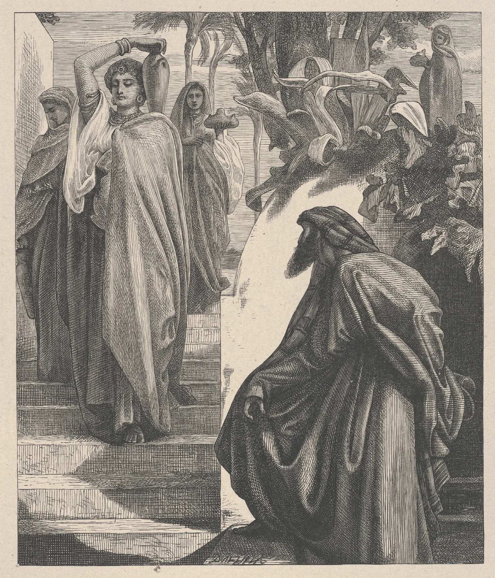 Eliezer And Rebekah Wall Art by Frederic Leighton - Canvas Print