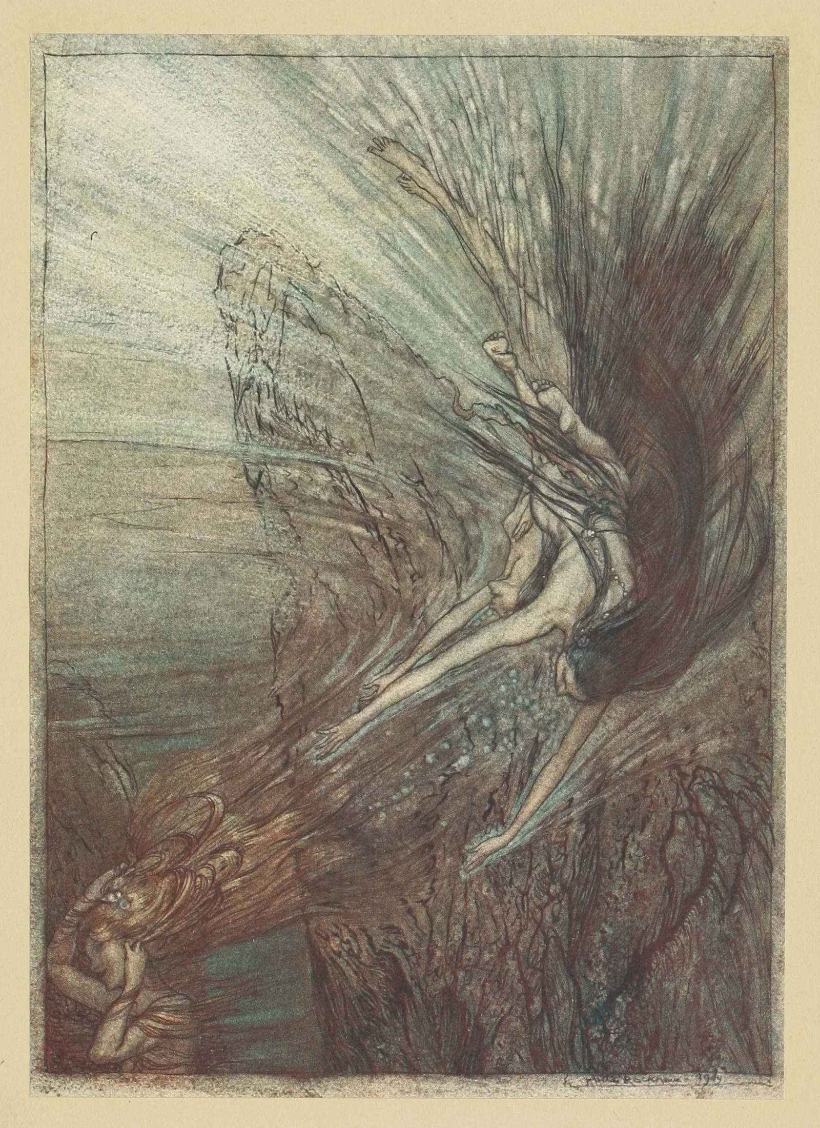 The Frolic Of The Rhine Maidens Wall Art by Arthur Rackham - Canvas Print