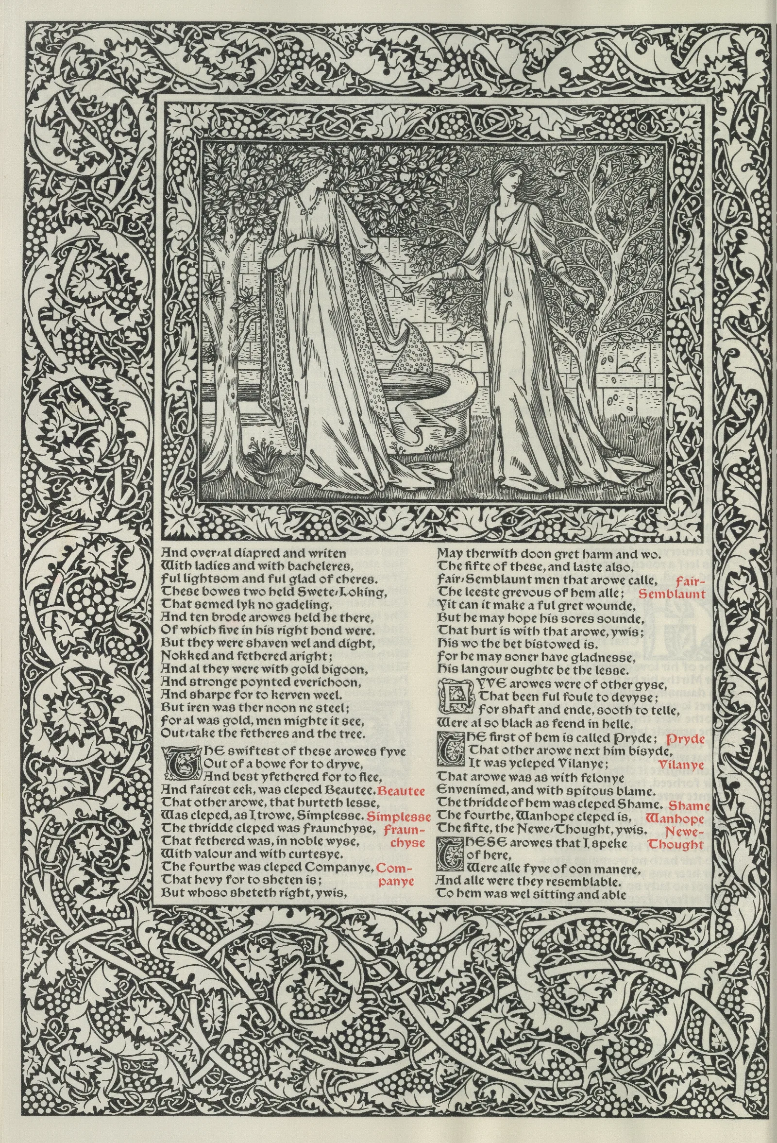 The Works Of Geoffrey Chaucer Pl 38 Wall Art by Sir Edward Coley Burne-Jones - Canvas Print