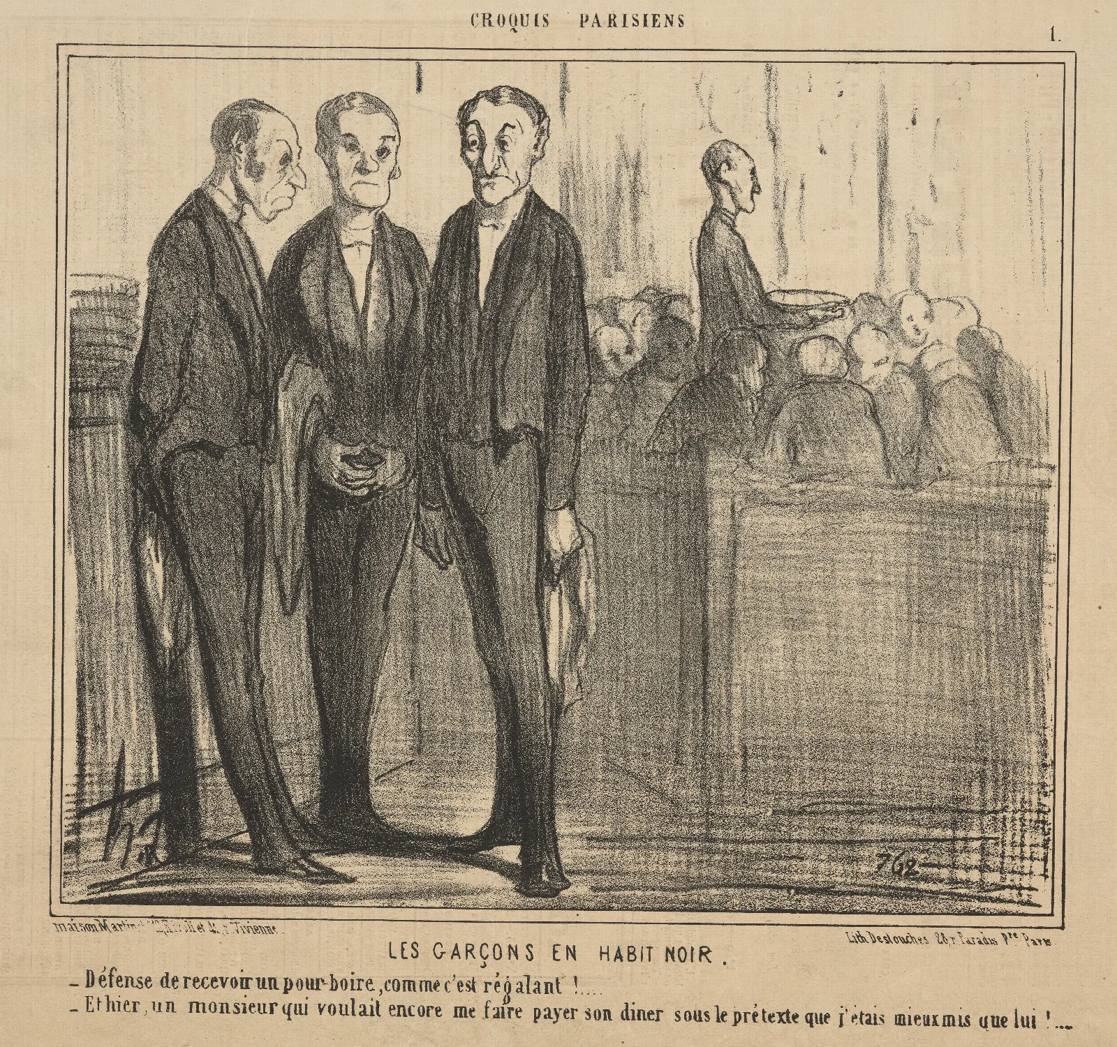 The Boys In Black Clothings Wall Art by Honoré Daumier - Canvas Print