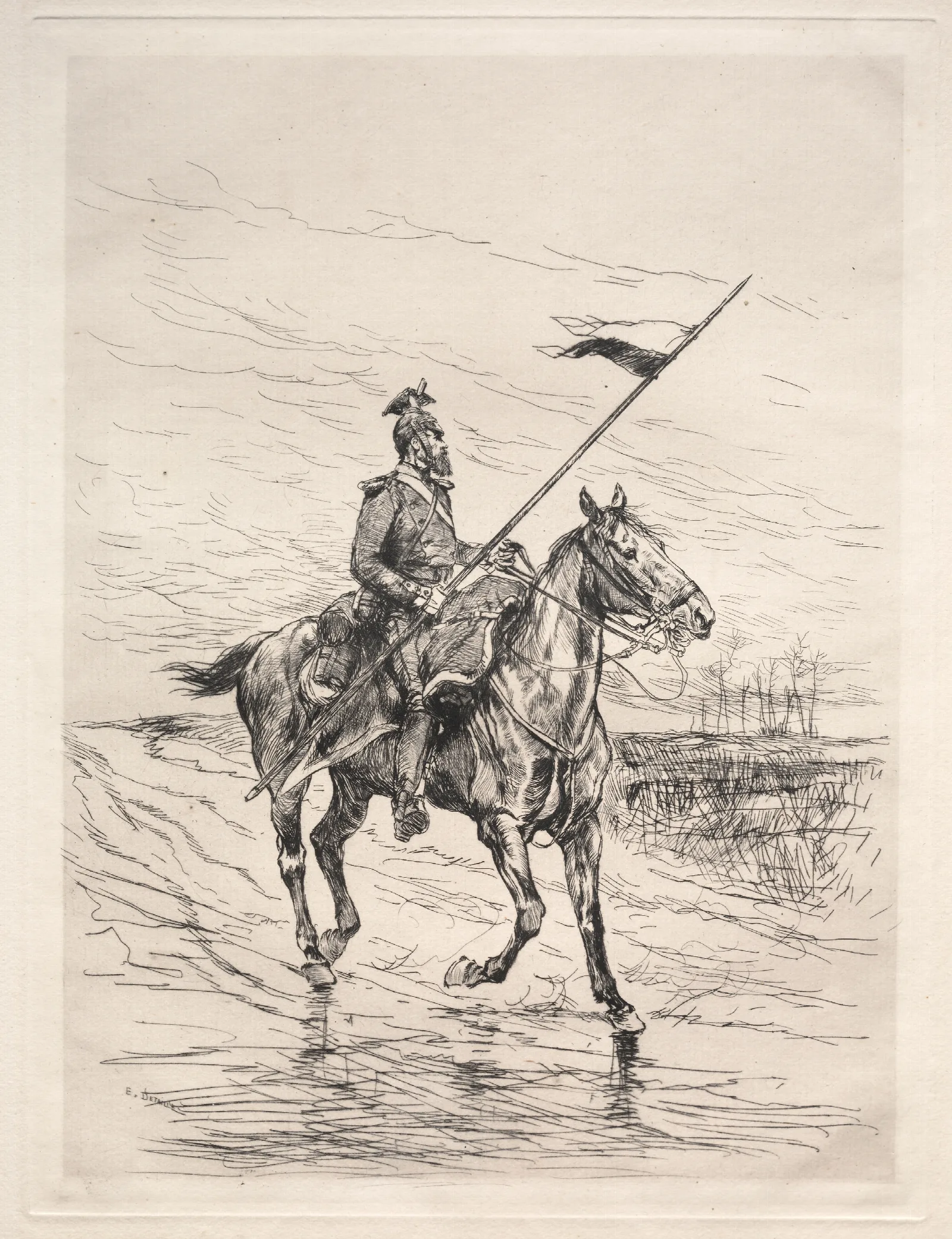 An Uhlan Wall Art by Jean-Baptiste Édouard Detaille - Canvas Print