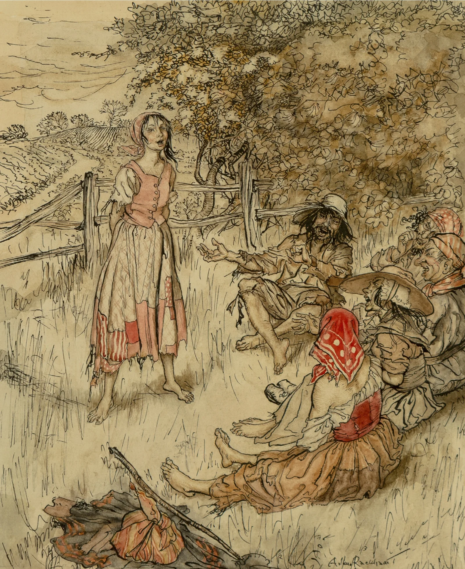 The Peasant Story Teller Wall Art by Arthur Rackham - Canvas Print