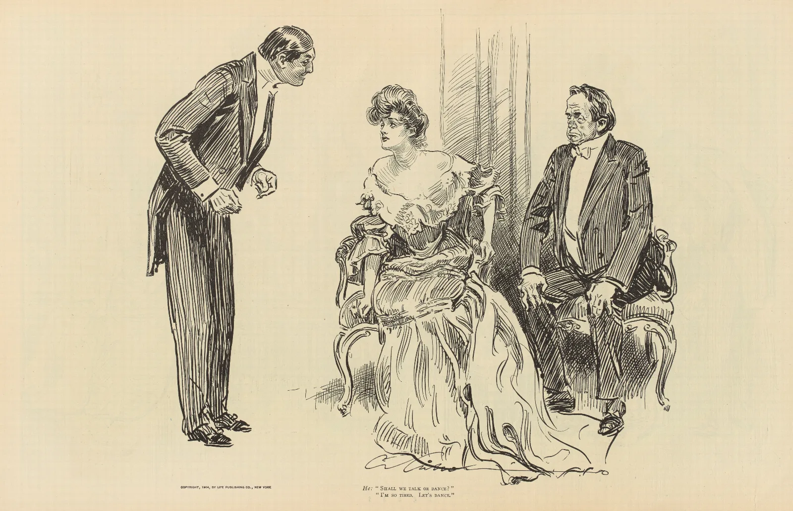 He Shall We Talk Or Dance Wall Art by Charles Dana Gibson - Canvas Print
