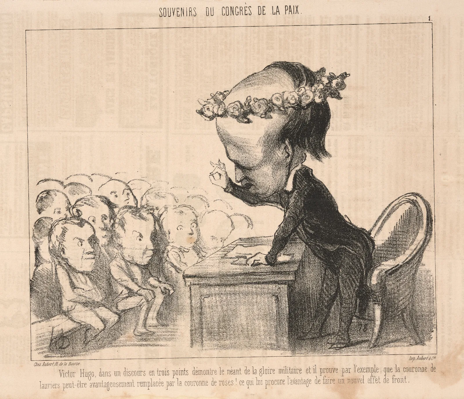 Victor Hugo In A Speech In Three Points Front End Wall Art by Honoré Daumier - Canvas Print