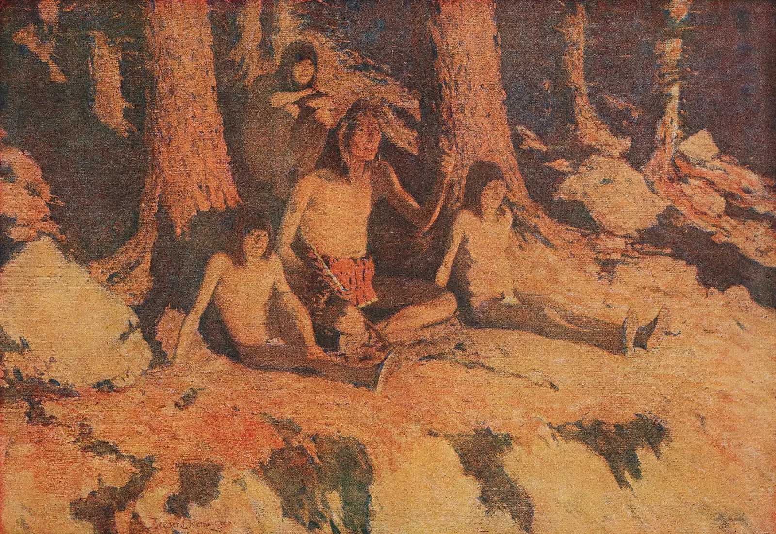 The Story Of Where The Sun Goes Wall Art by Frederic Remington - Canvas Print