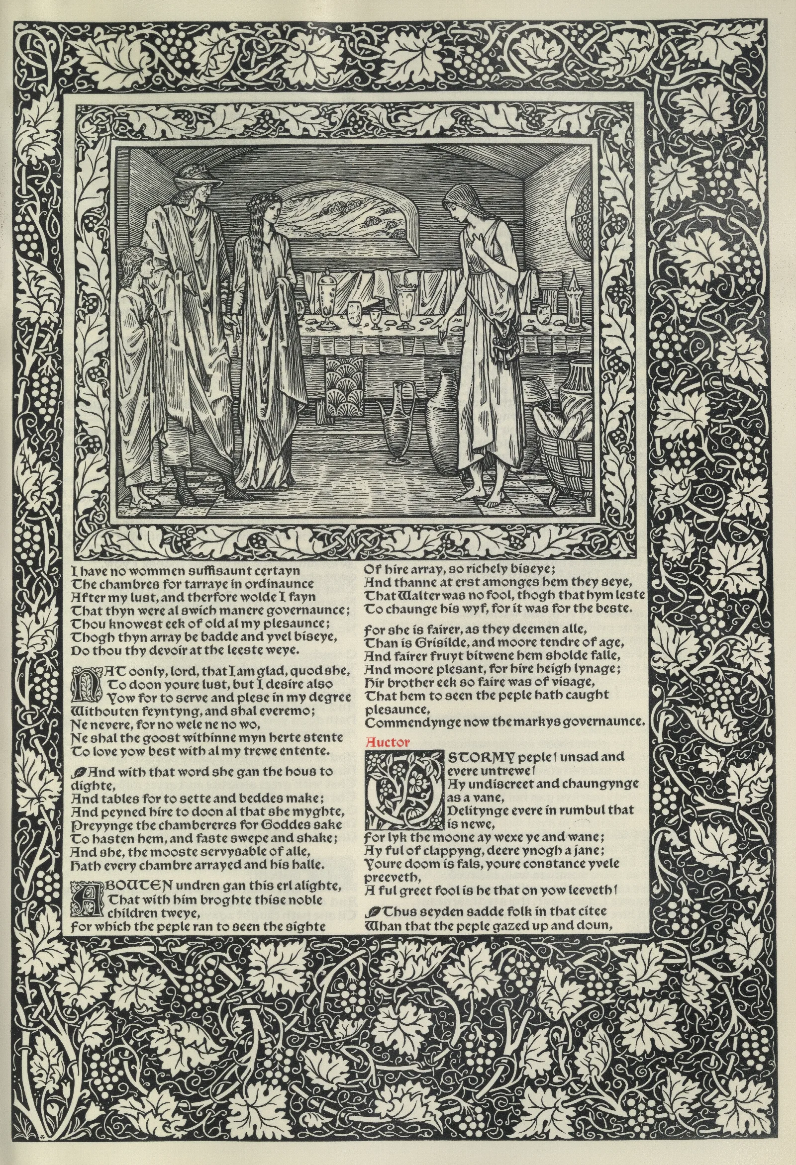 The Works Of Geoffrey Chaucer Pl 20 Wall Art by Sir Edward Coley Burne-Jones - Canvas Print