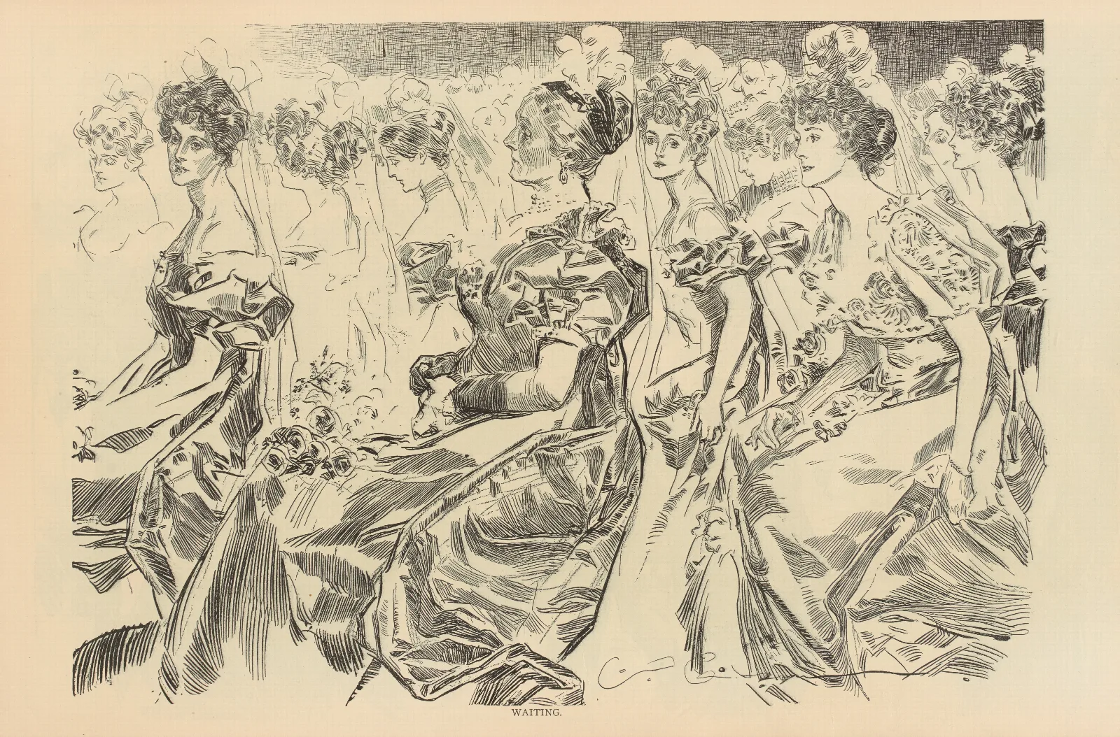 Waiting 14 Wall Art by Charles Dana Gibson - Canvas Print