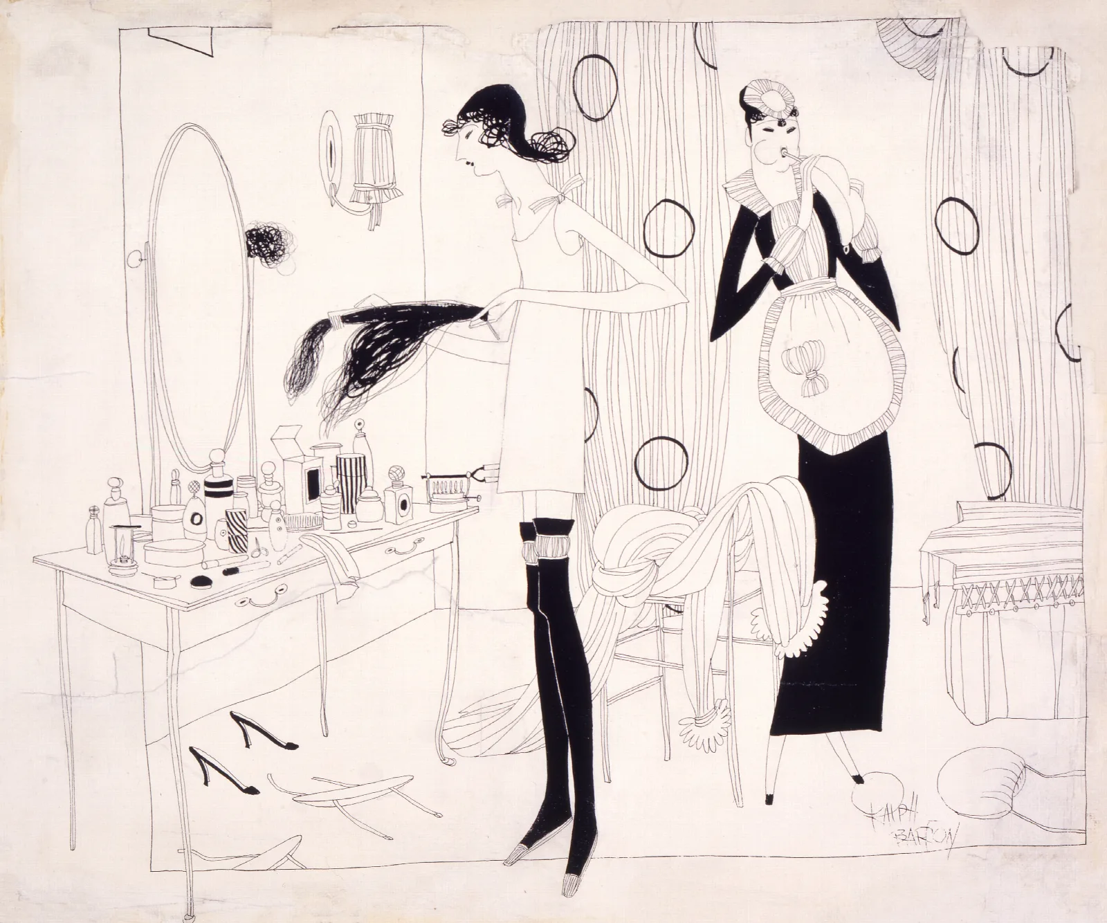 Woman In Dressing Room Wall Art by Ralph Barton - Canvas Print