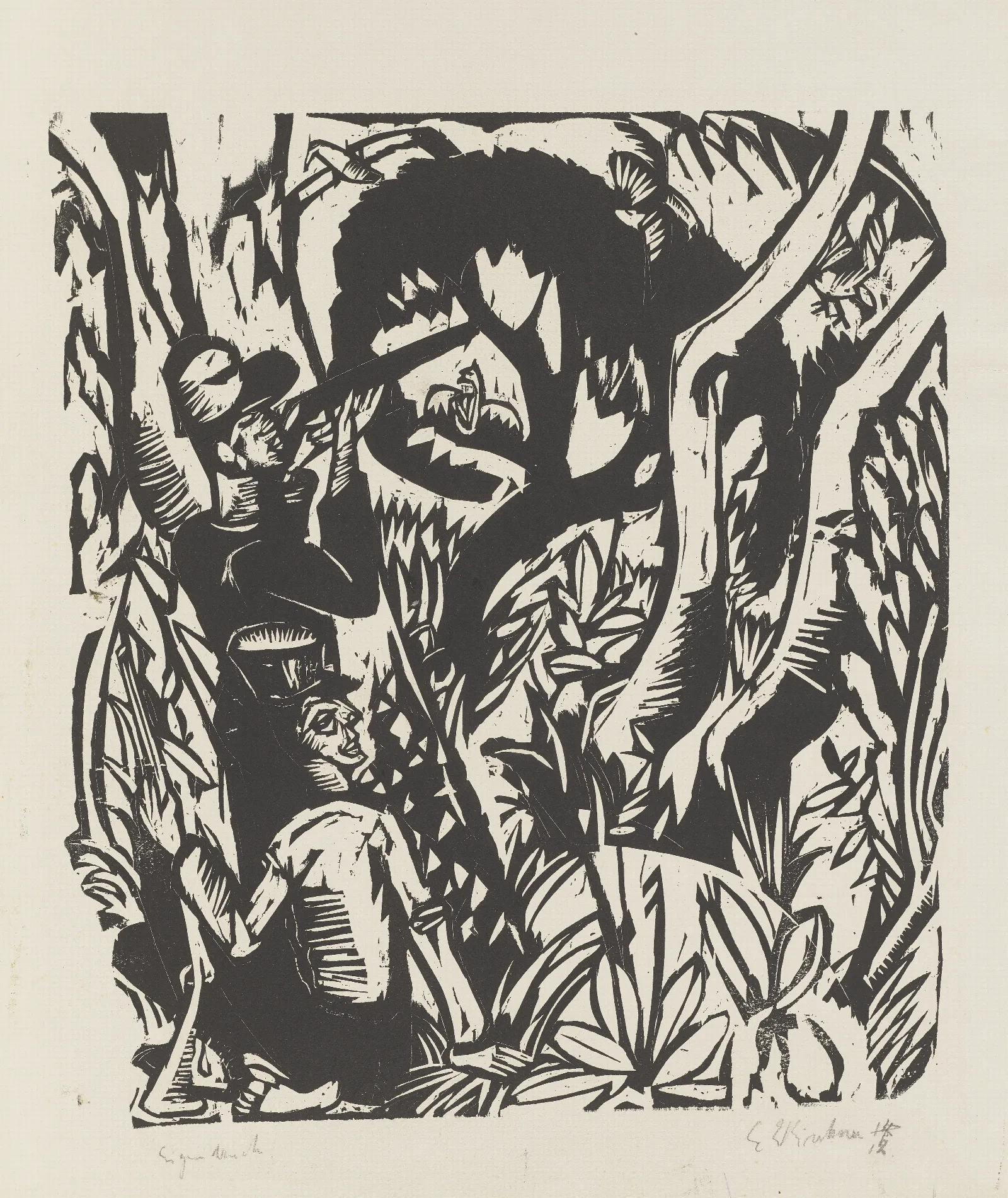 Taubenjager Im Geholz Fehmarn Wall Art by Ernst Ludwig Kirchner - Canvas Print