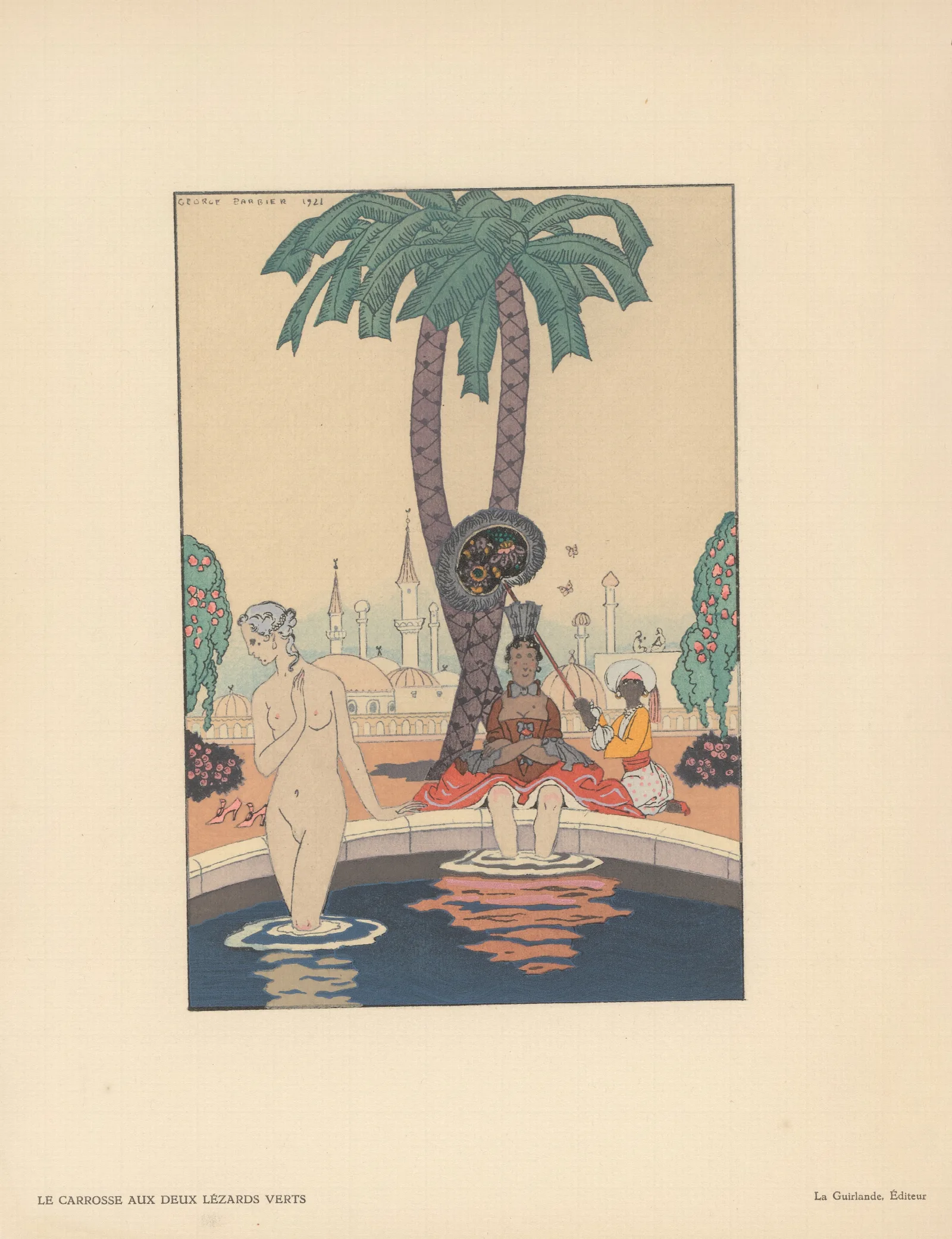 Le Carrosse Aux Deux Lezards Verts Wall Art by George Barbier - Canvas Print