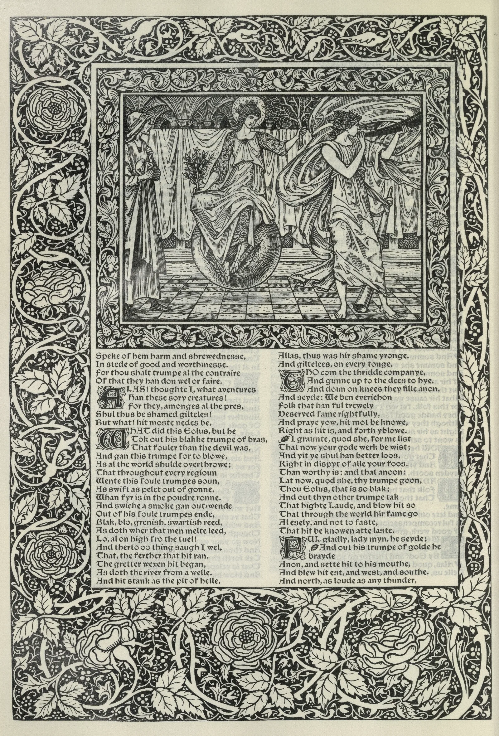 The Works Of Geoffrey Chaucer Pl 75 Wall Art by Sir Edward Coley Burne-Jones - Canvas Print