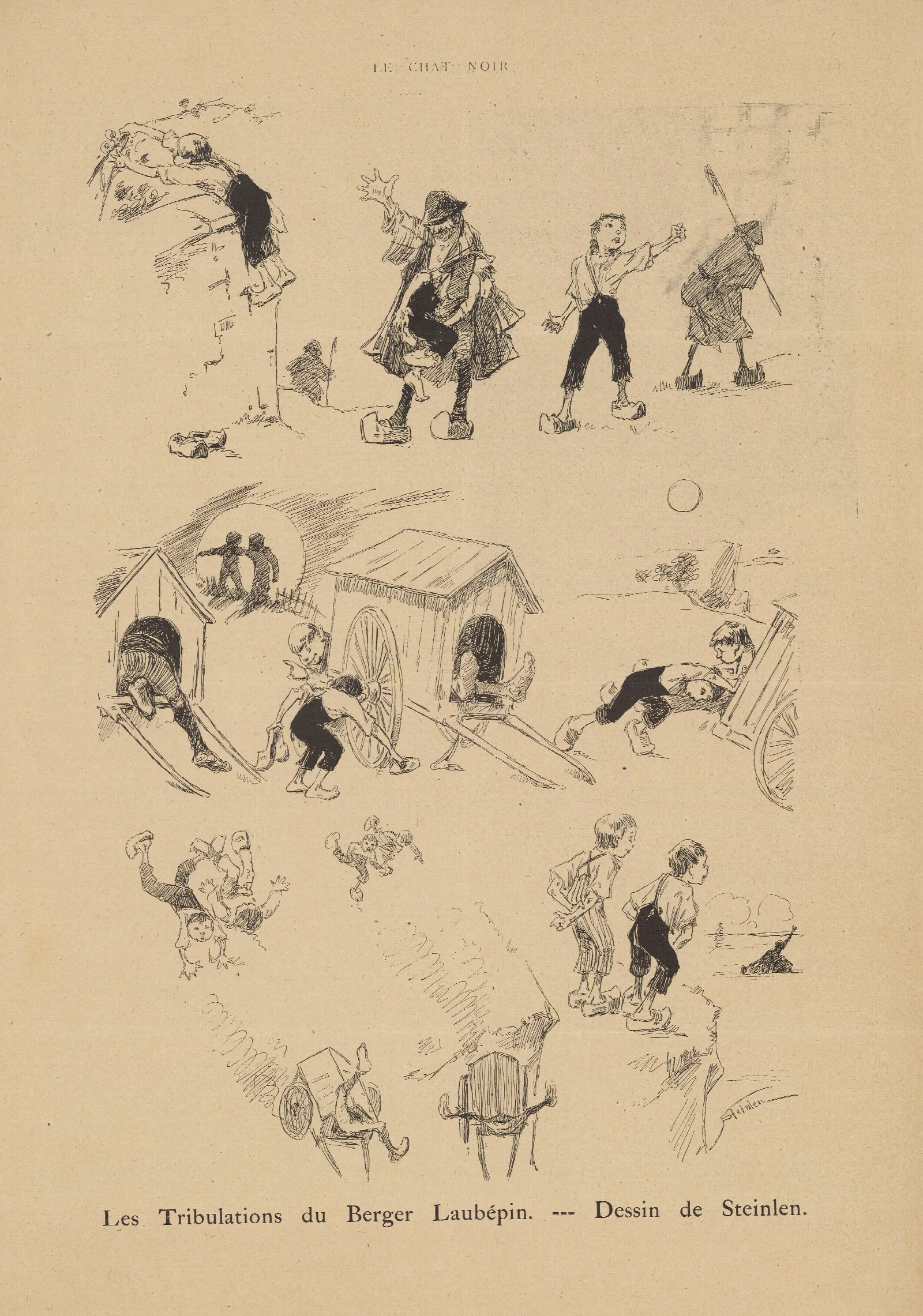 Les Tribulations Du Berger Laubepin Wall Art by Théophile Alexandre Steinlen - Canvas Print