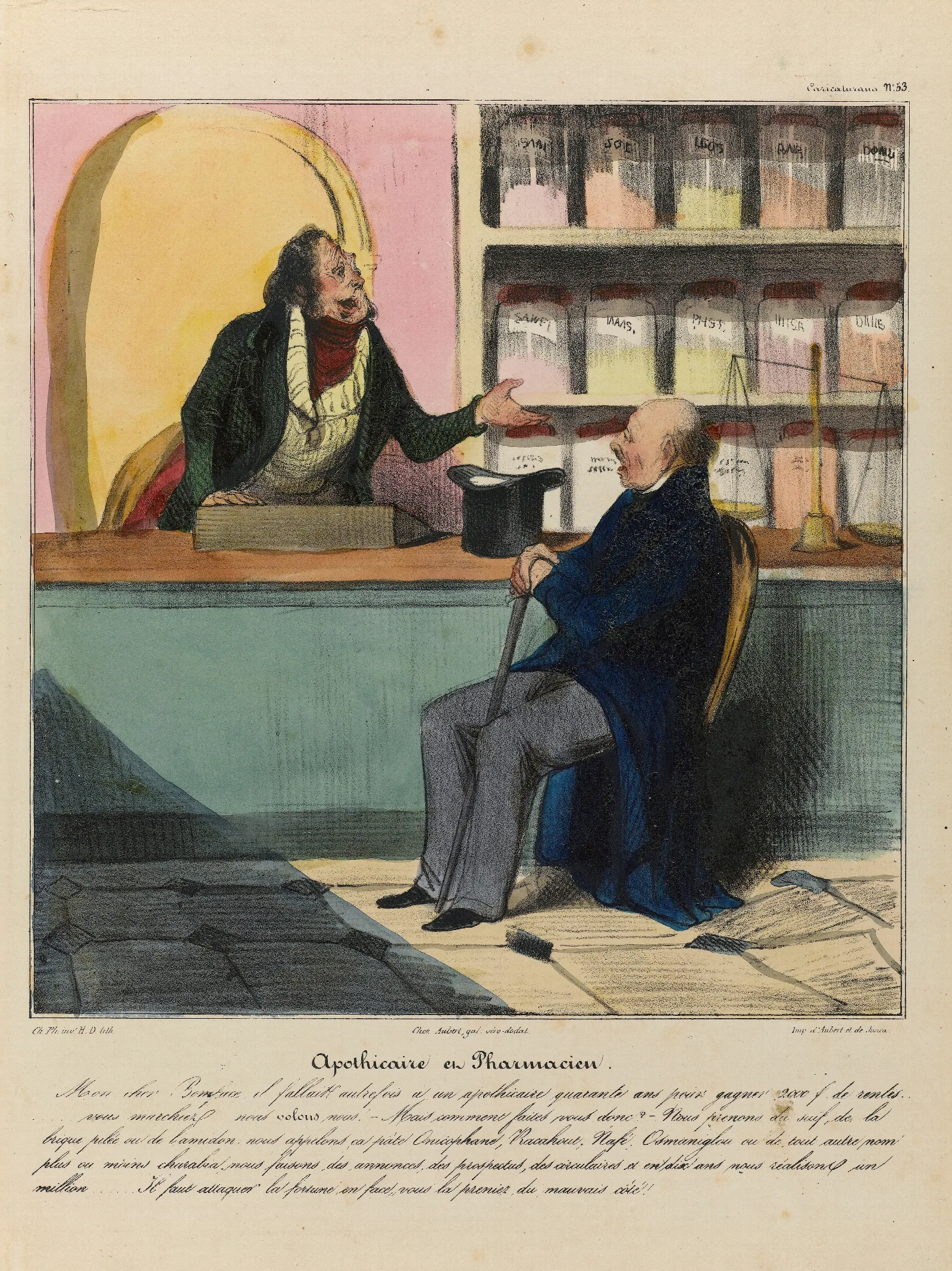 Apothicaire En Pharmacien Wall Art by Honoré Daumier - Canvas Print