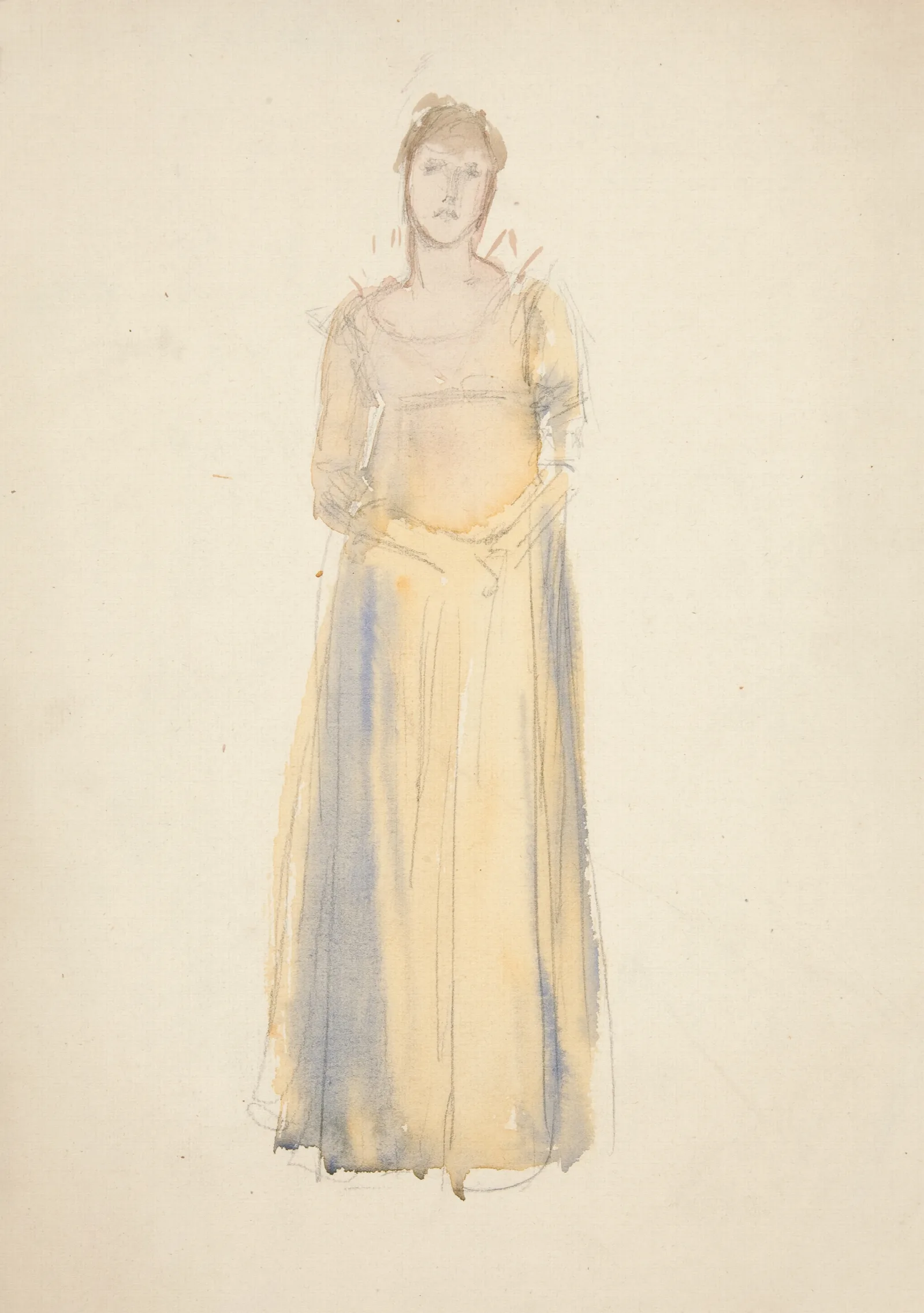 Sketch Of A Woman Dressed In Yellow Wall Art by Edwin Austin Abbey - Canvas Print