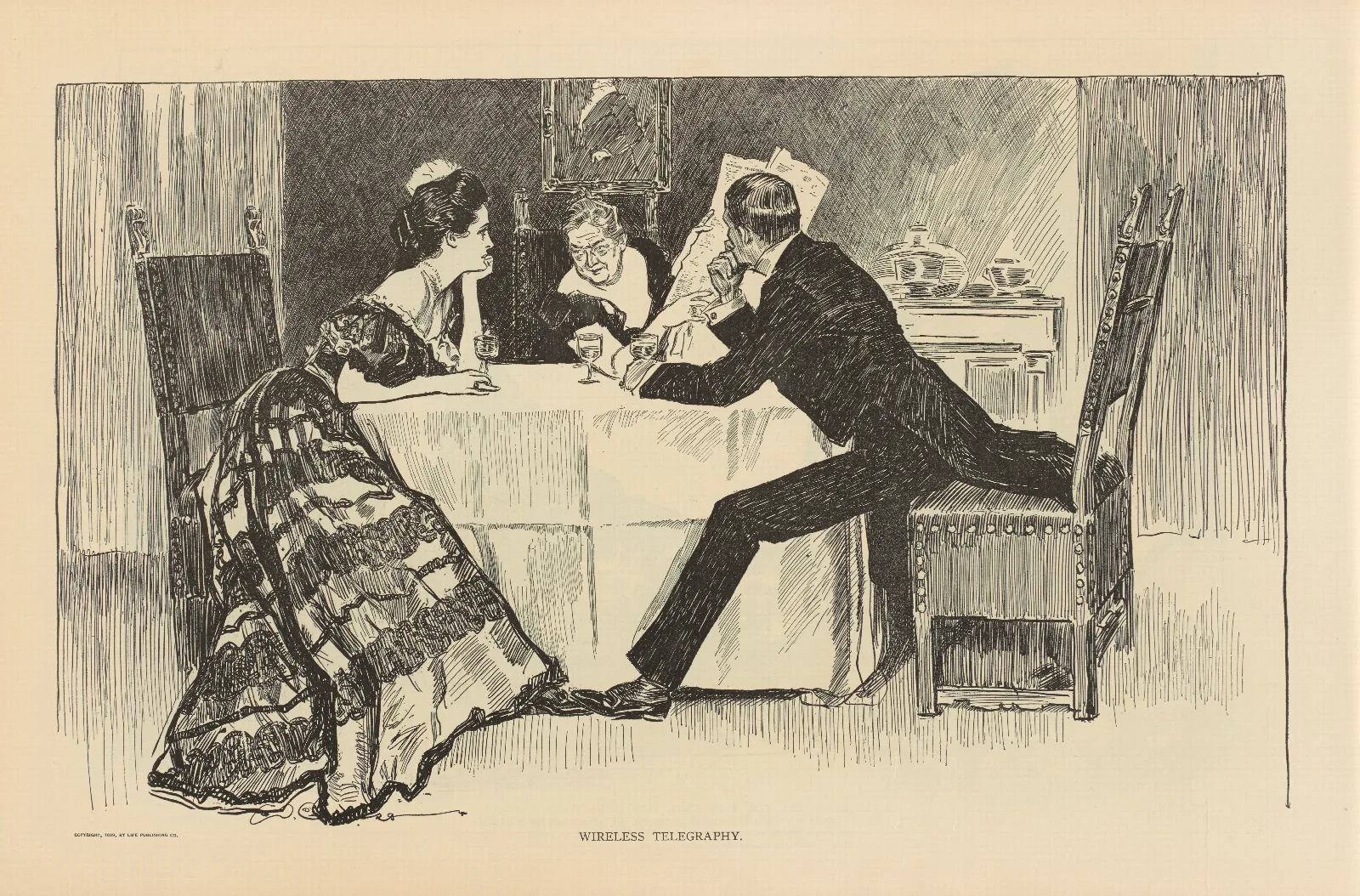 Wireless Telegraphy 2 Wall Art by Charles Dana Gibson - Canvas Print