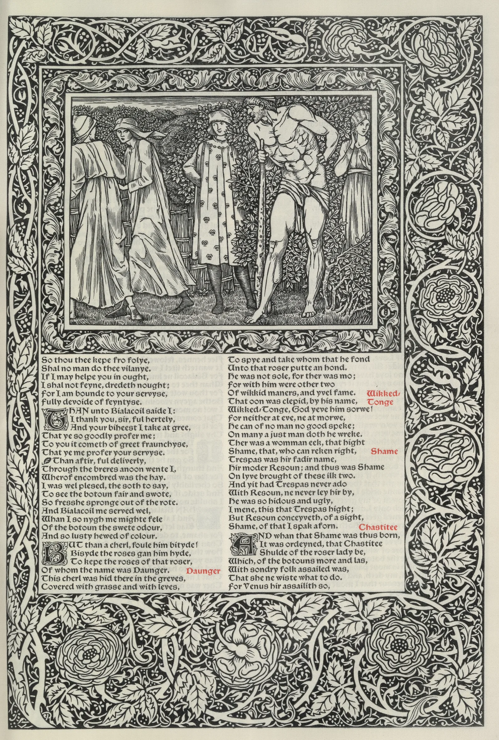 The Works Of Geoffrey Chaucer Pl 46 Wall Art by Sir Edward Coley Burne-Jones - Canvas Print