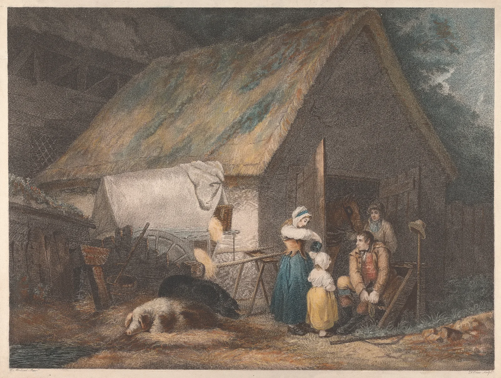 Morning Or The Higlers Preparing For Market Wall Art by George Morland - Canvas Print