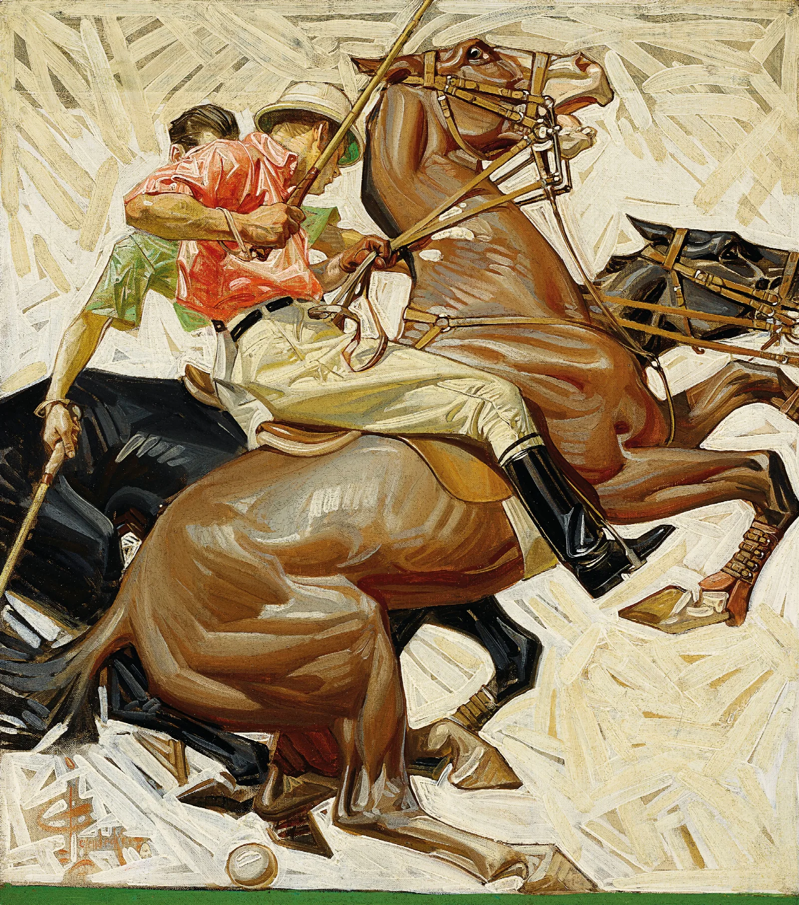 Polo Players On Horseback Wall Art by Joseph Christian Leyendecker - Canvas Print