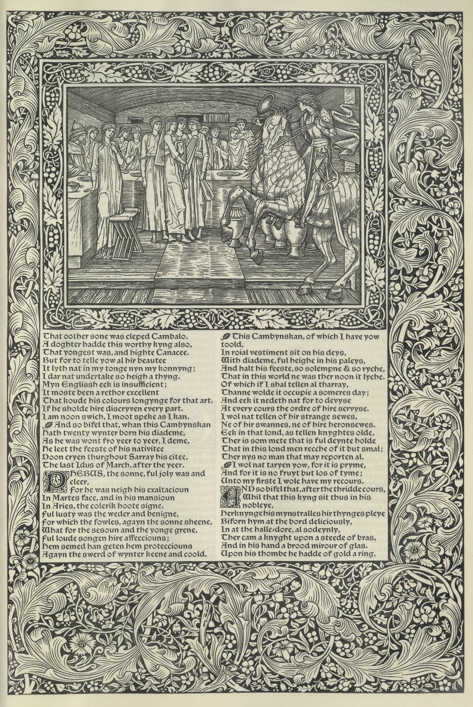 The Works Of Geoffrey Chaucer Pl 21 Wall Art by Sir Edward Coley Burne-Jones - Canvas Print